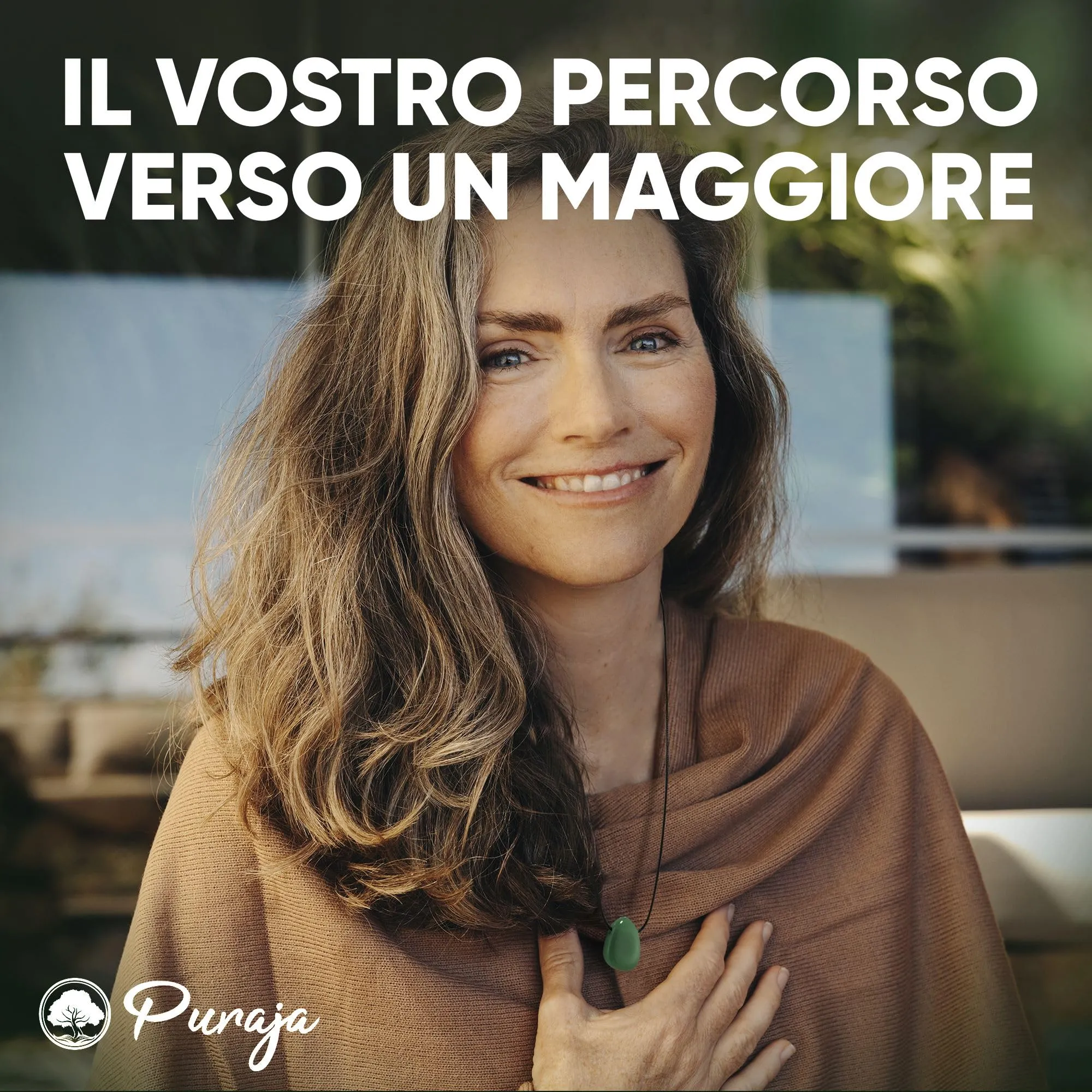 PURAJA Collana con Ciondolo a Goccia in Pietra Naturale Avventurina e Cordino - immagine 2