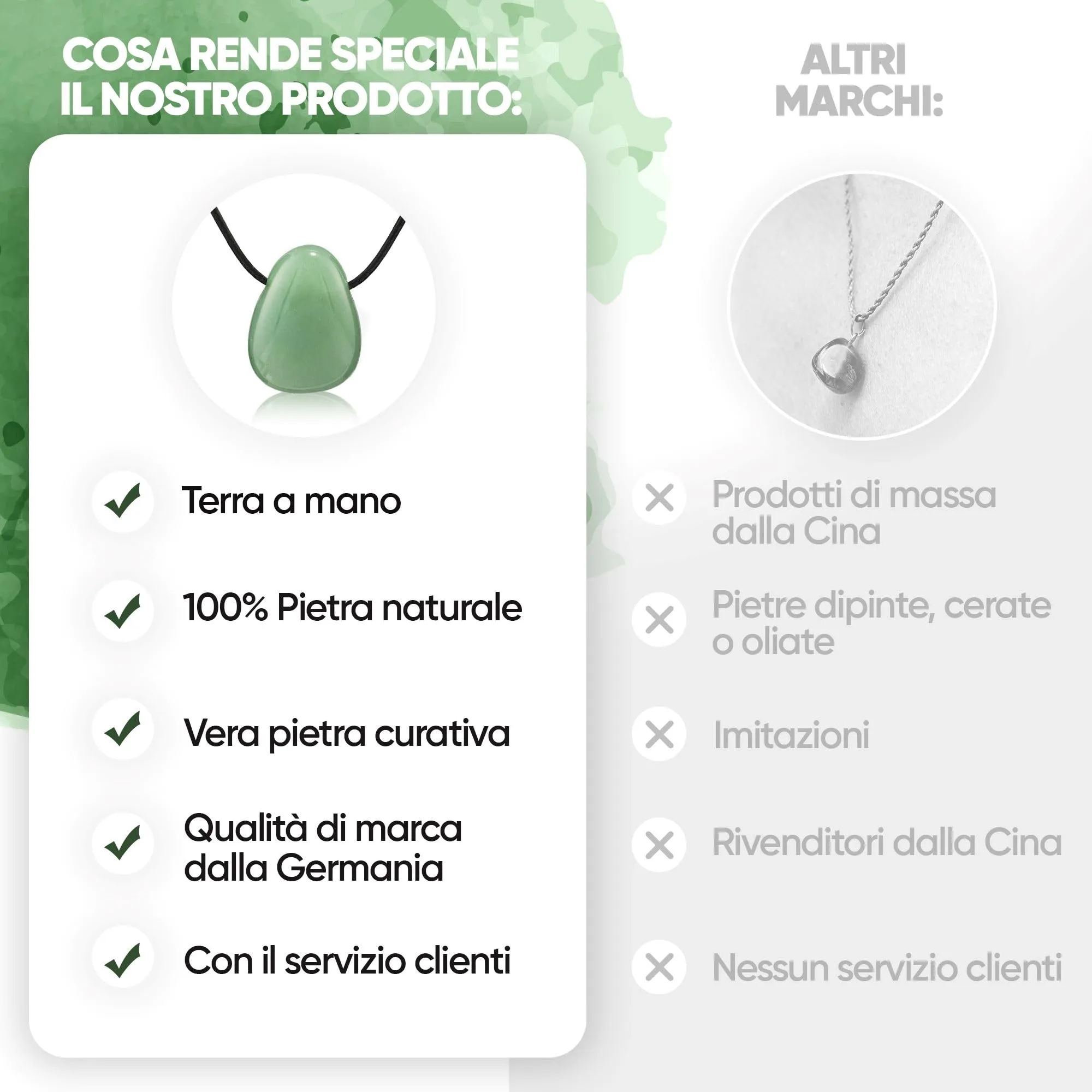 PURAJA Collana con Ciondolo a Goccia in Pietra Naturale Avventurina e Cordino - immagine 5