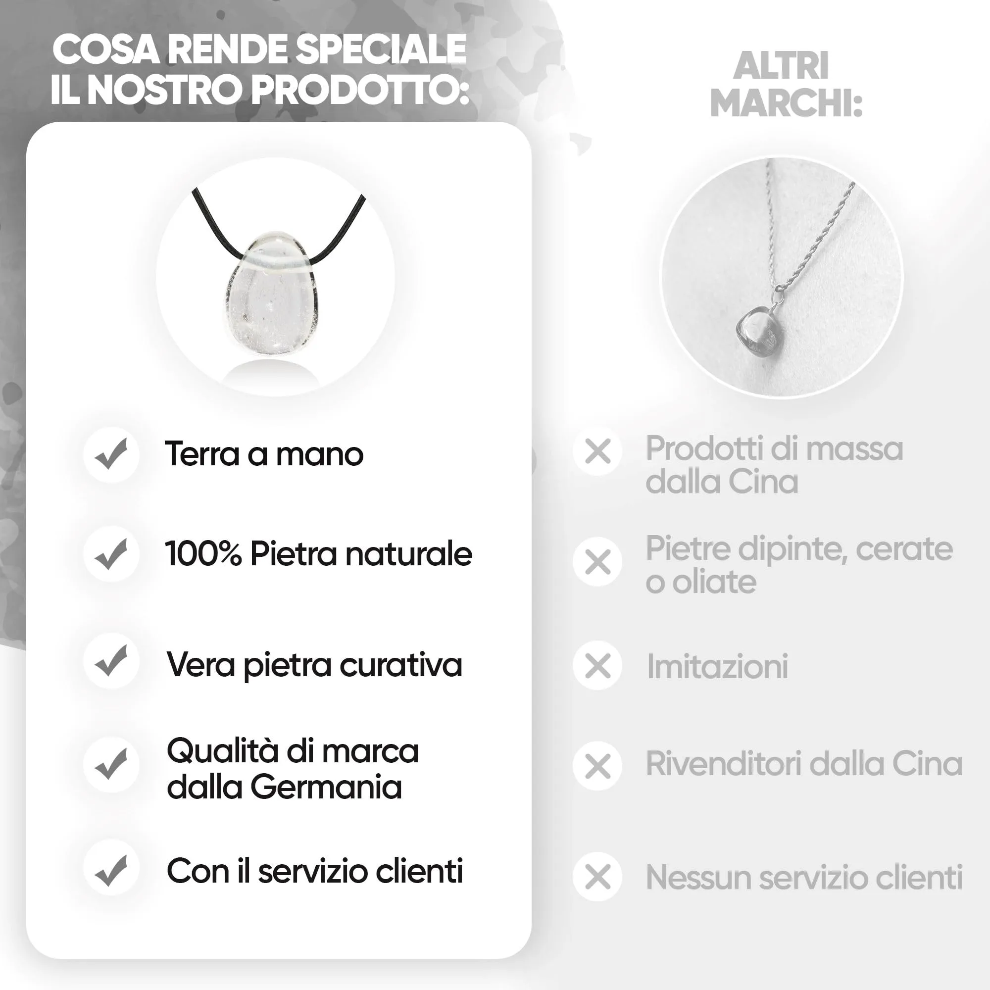 PURAJA Collana con ciondolo a goccia in cristallo di rocca naturale e cordoncino - immagine 5