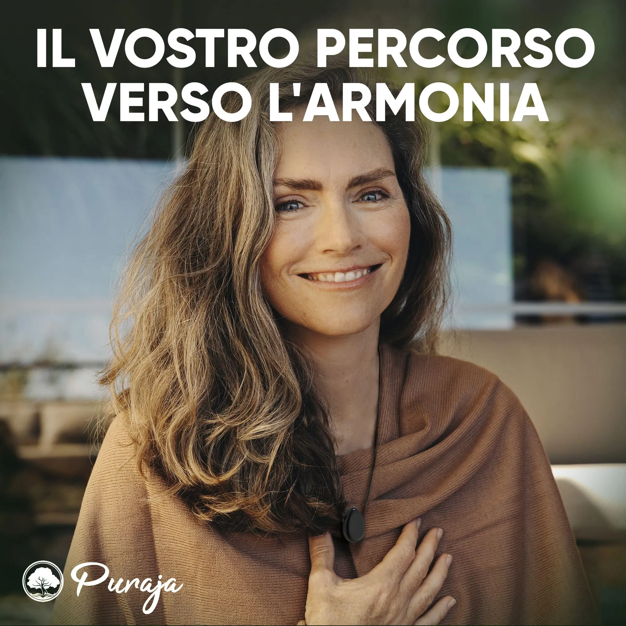 PURAJA Collana con Ciondolo a Goccia in Tormalina Naturale e Cordino - immagine 2