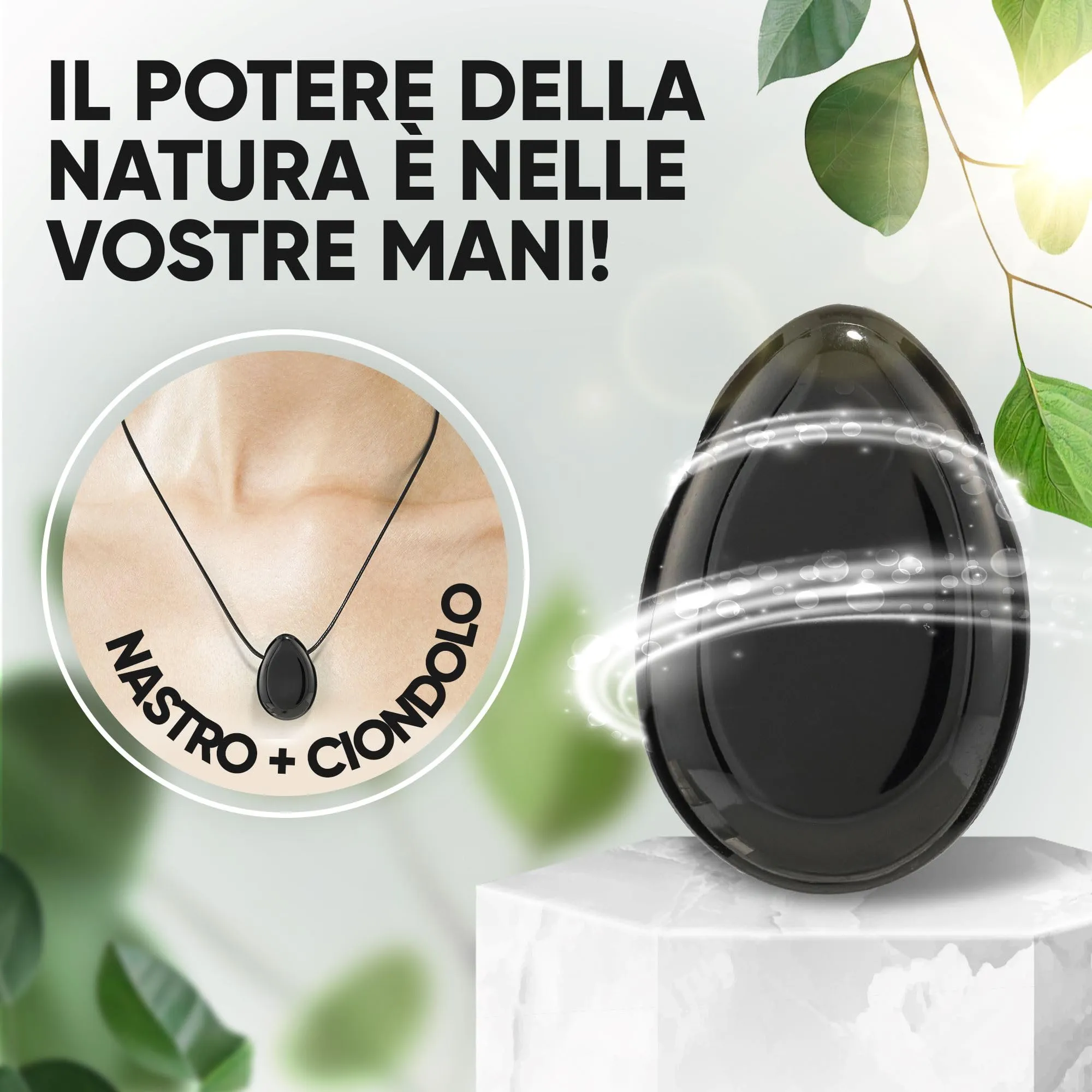 PURAJA Collana con Ciondolo a Goccia in Tormalina Naturale e Cordino - immagine 3