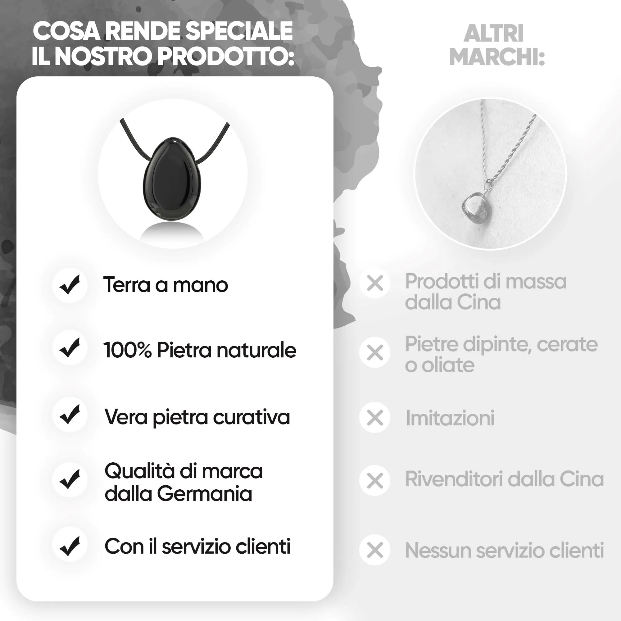 PURAJA Collana con Ciondolo a Goccia in Tormalina Naturale e Cordino - immagine 5