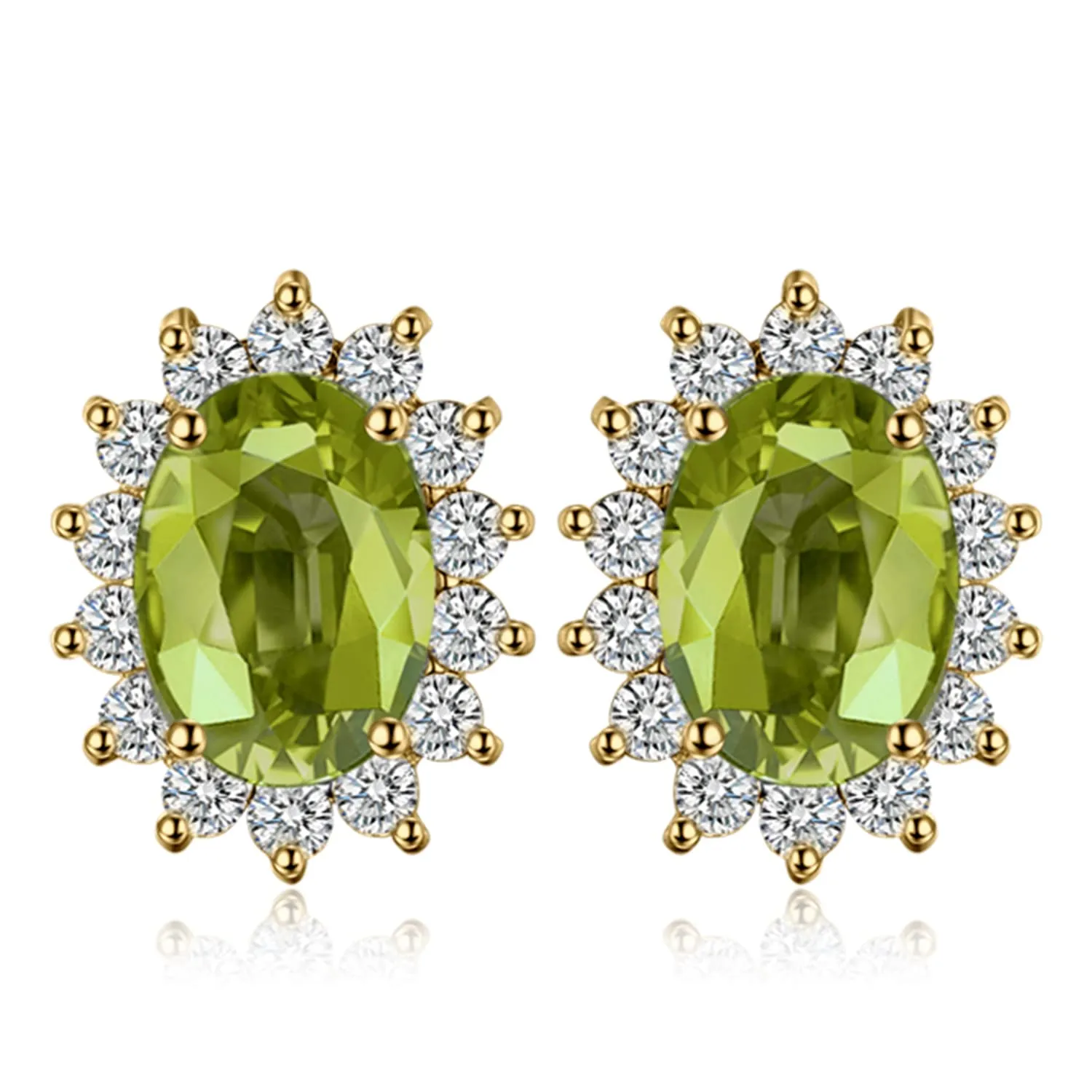 JewelryPalace Orecchini a Bottone Donna in Argento 925 con Peridoto Verde Naturale, Pietra Ovale - immagine 1