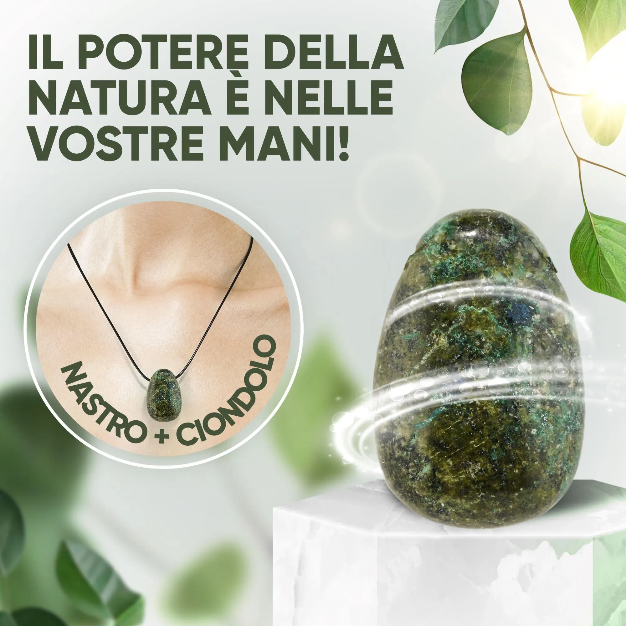 PURAJA Collana con Ciondolo a Goccia in Crisocolla e Cordoncino - immagine 3