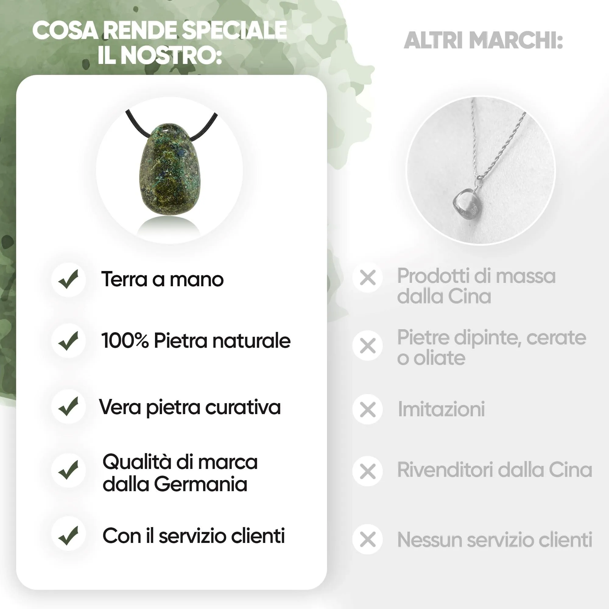 PURAJA Collana con Ciondolo a Goccia in Crisocolla e Cordoncino - immagine 5