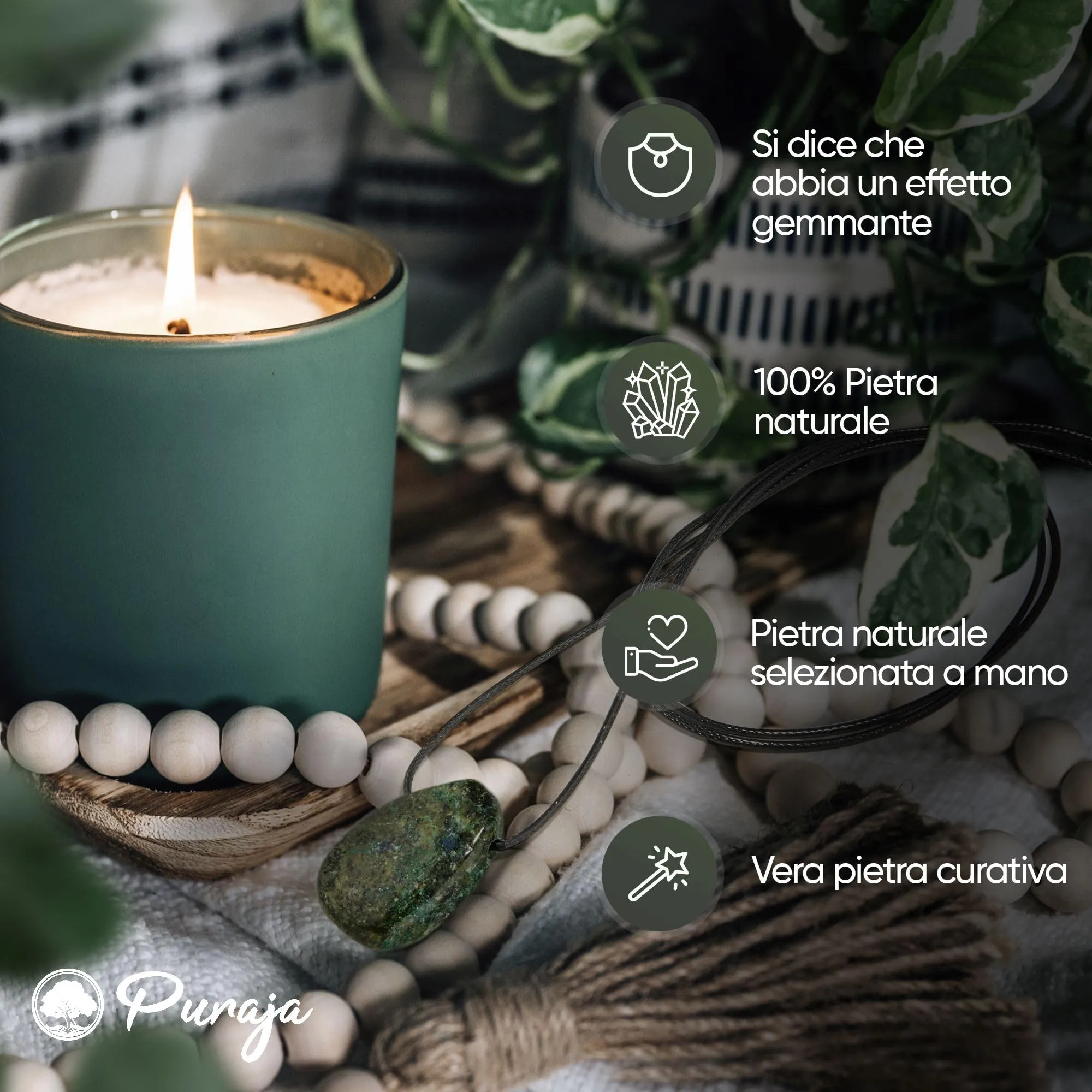 PURAJA Collana con Ciondolo a Goccia in Crisocolla e Cordoncino - immagine 6