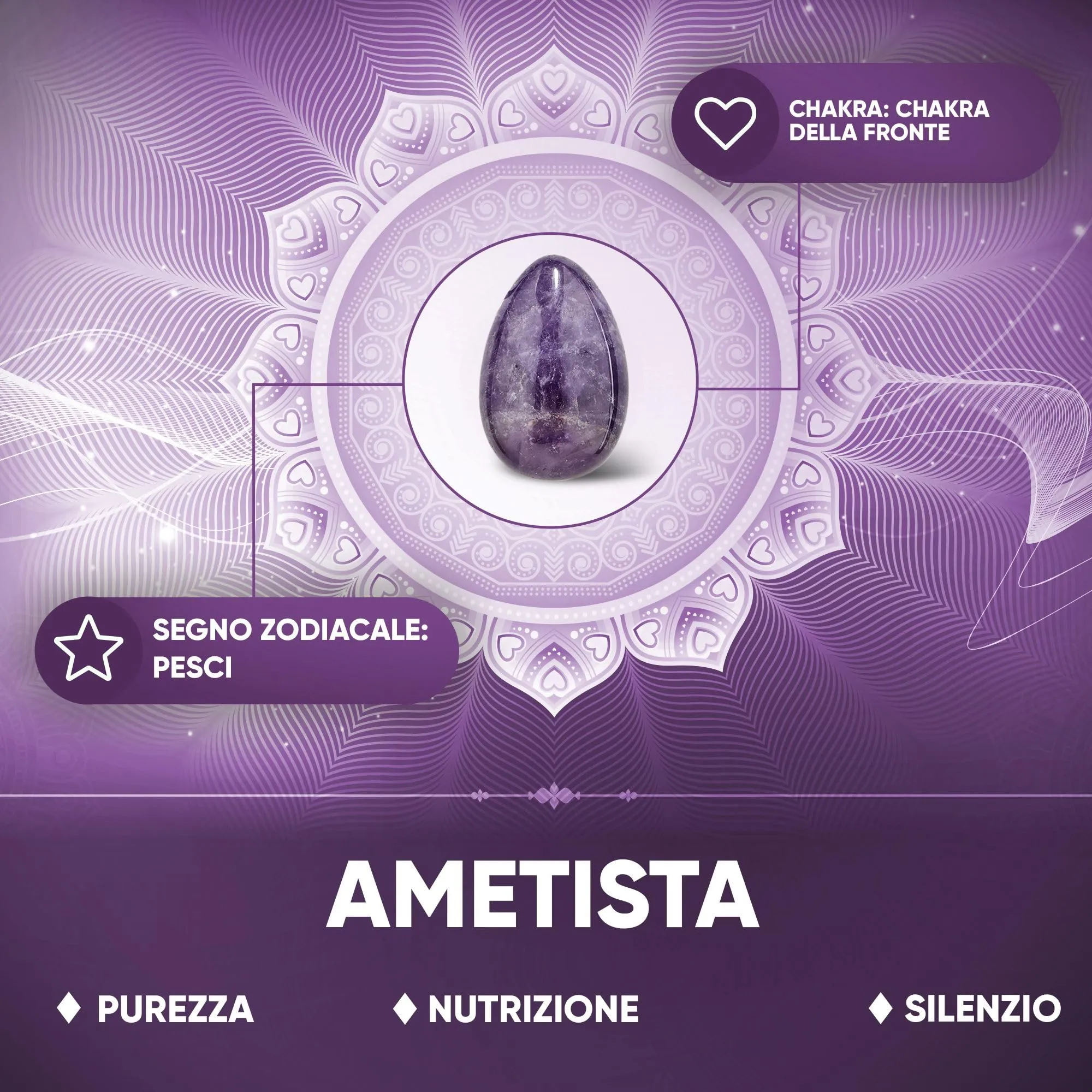 PURAJA Collana con Ciondolo a Goccia in Pietra Naturale Ametista e Cordoncino - immagine 6