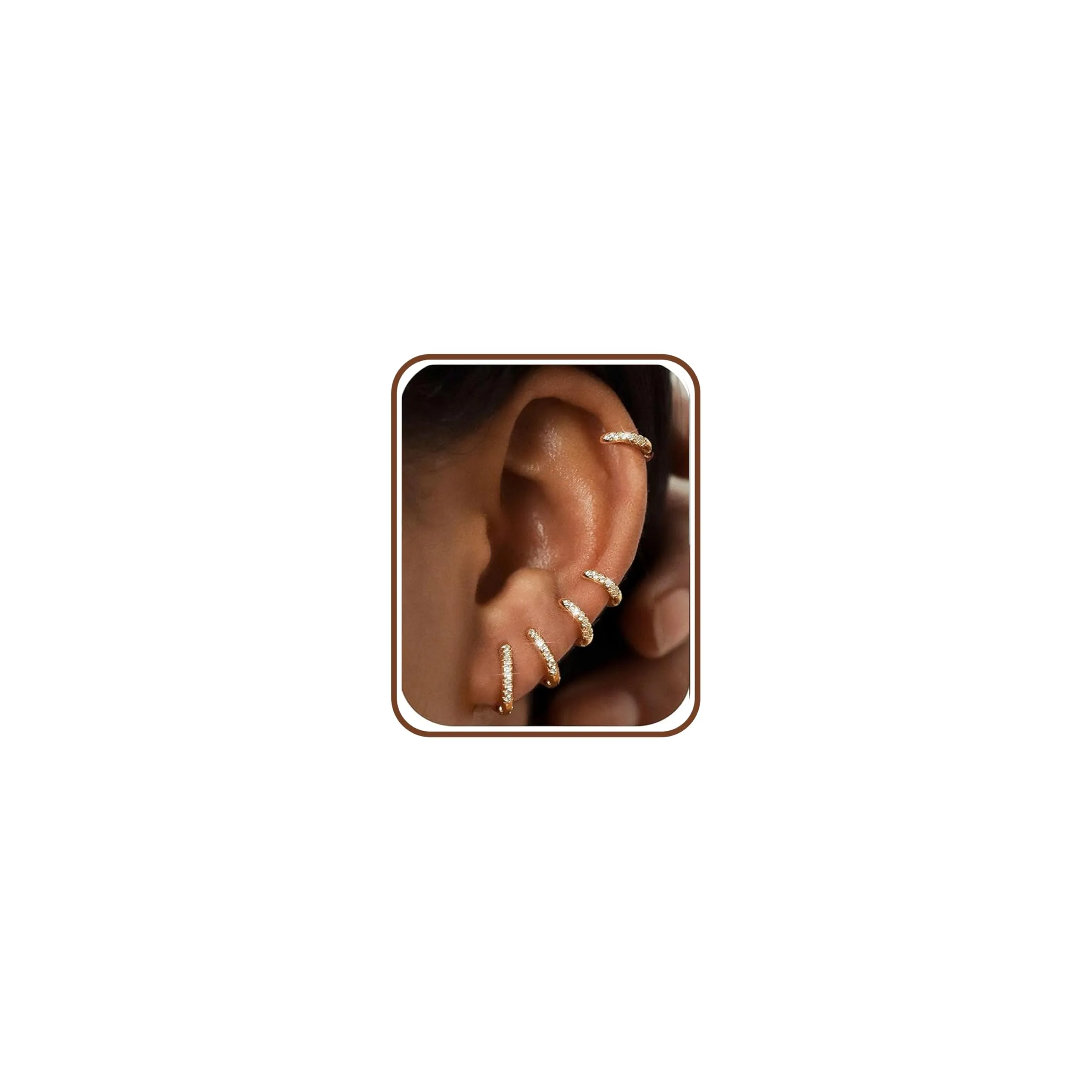 FIOROYAL Set 5 Paia Orecchini a Cerchio in Oro 14K con Zirconi Cubici, 6/7/8/9/10mm - immagine 1