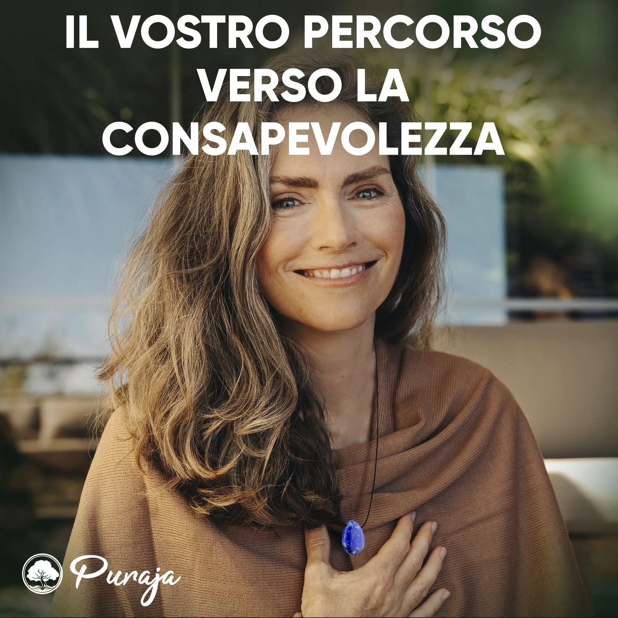 PURAJA Collana con ciondolo a goccia in pietra naturale Lapislazzuli e cordoncino - immagine 2