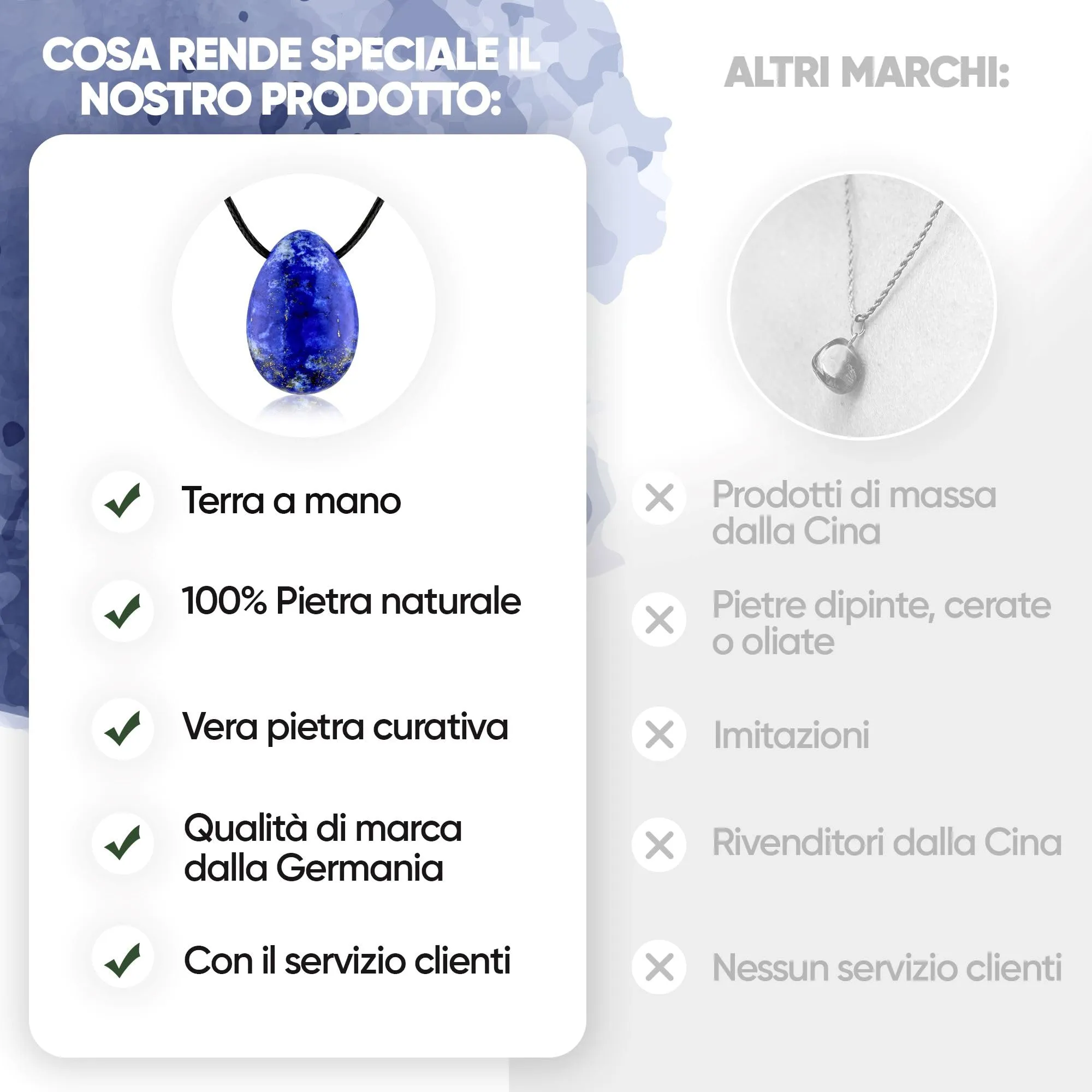PURAJA Collana con ciondolo a goccia in pietra naturale Lapislazzuli e cordoncino - immagine 5