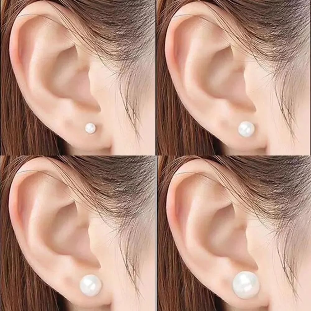 TSUOUKL Orecchini di Perle da Donna in Argento 925, Ipoallergenici, Set 5 Paia Taglie Miste - immagine 4