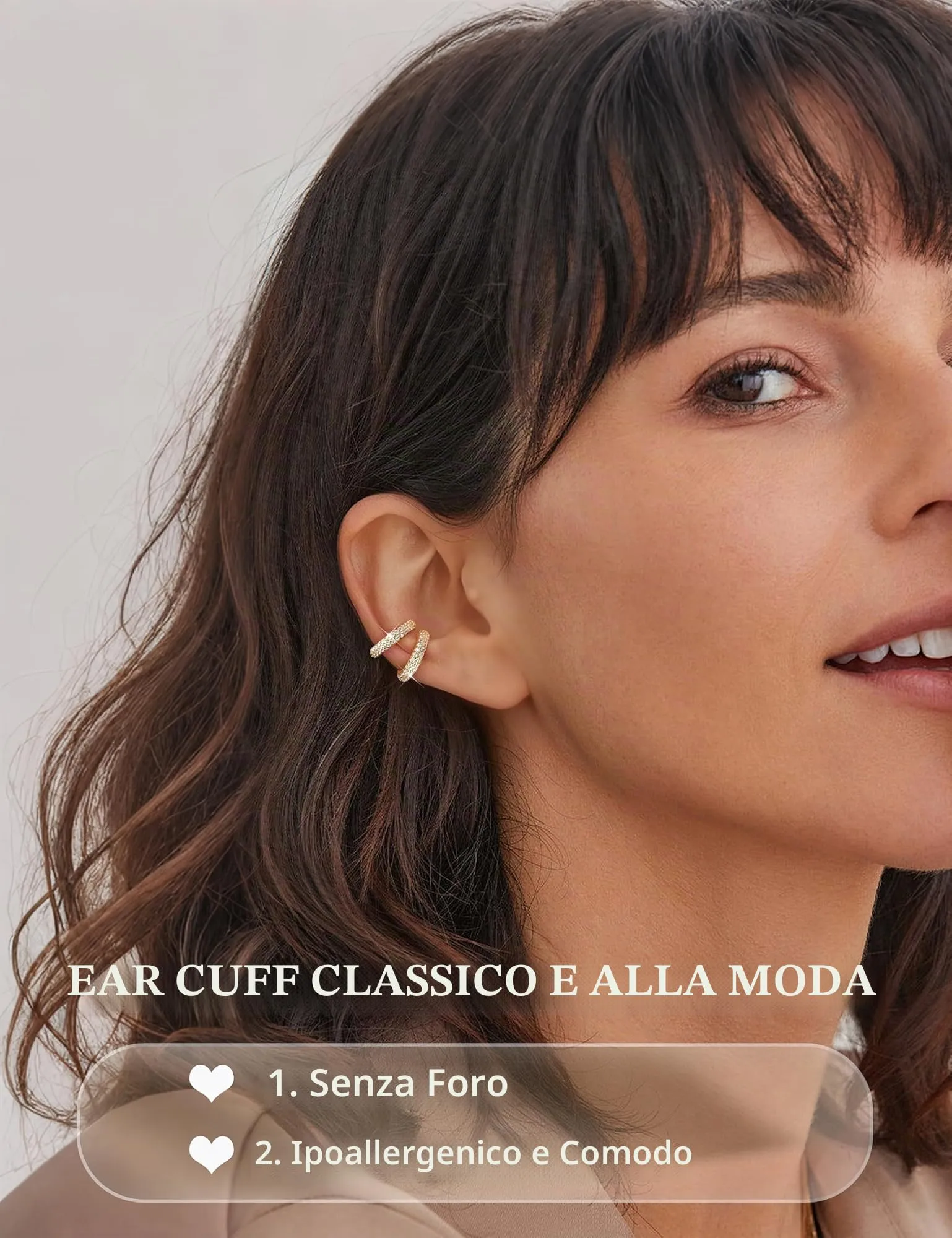 Morfetto Ear Cuff Orecchini Senza Buco Donna Regolabili Placcati in Oro 14K con Zirconi CZ - immagine 2