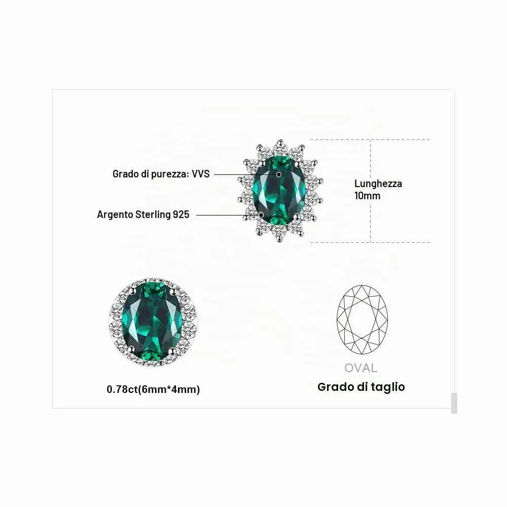 JewelryPalace 1.1ct Russian Nano Emerald Stud Earrings 925 Sterling Silver - immagine 2