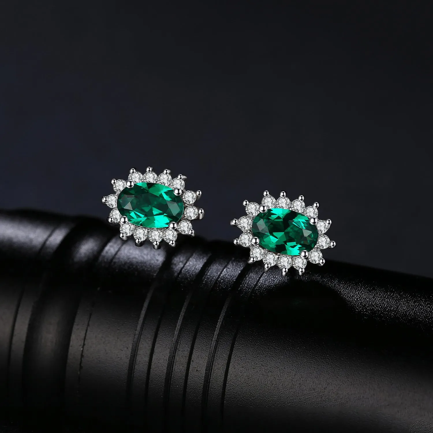 JewelryPalace 1.1ct Russian Nano Emerald Stud Earrings 925 Sterling Silver - immagine 3