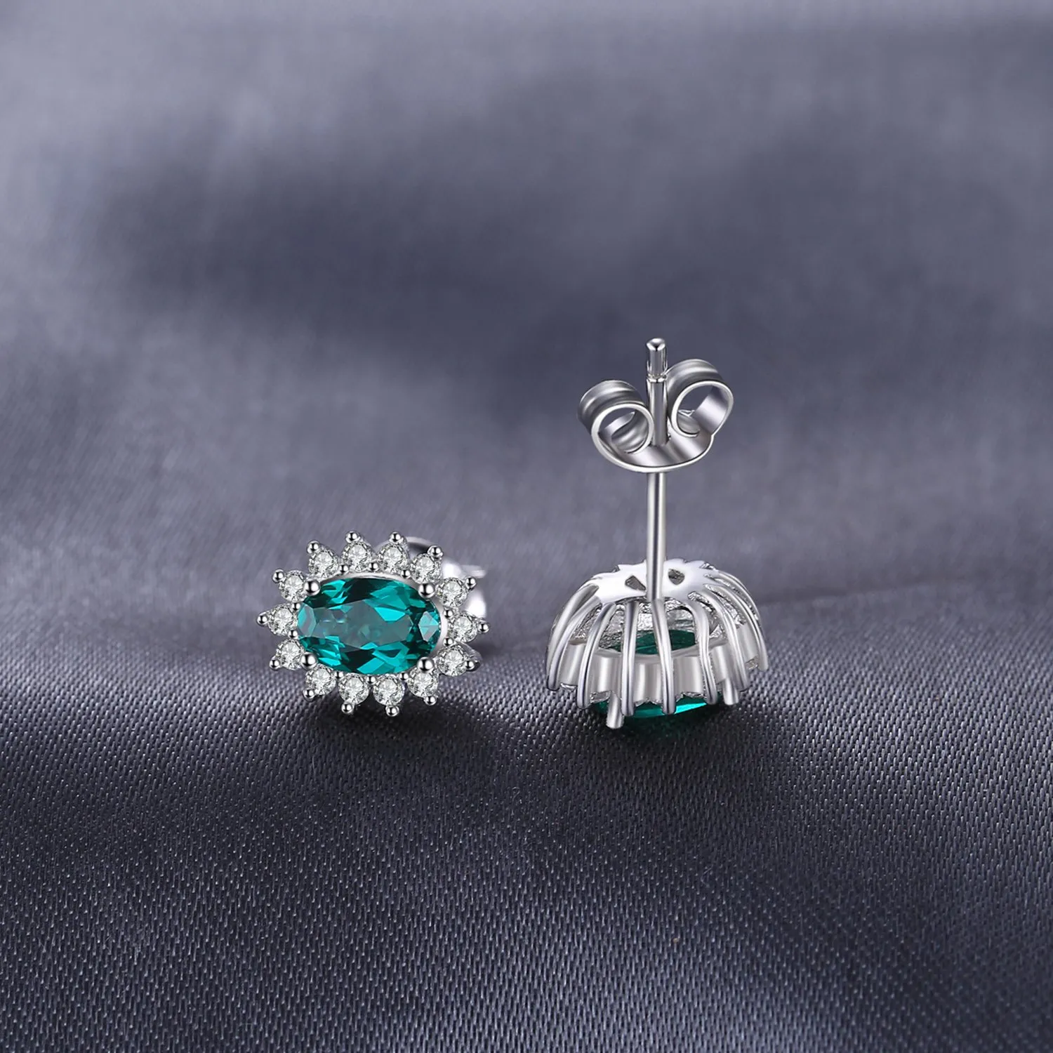 JewelryPalace 1.1ct Russian Nano Emerald Stud Earrings 925 Sterling Silver - immagine 5