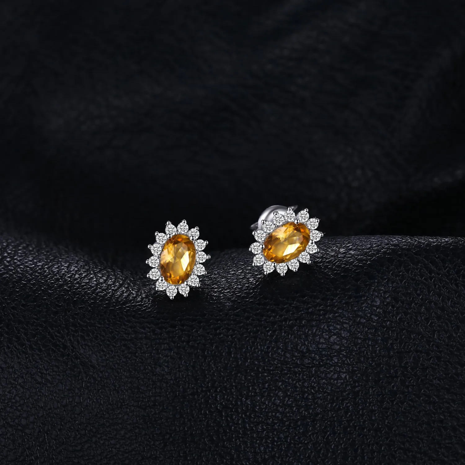 JewelryPalace Orecchini a Bottone Donna in Argento 925 con Citrino Arancione Naturale, Pietra Ovale - immagine 3