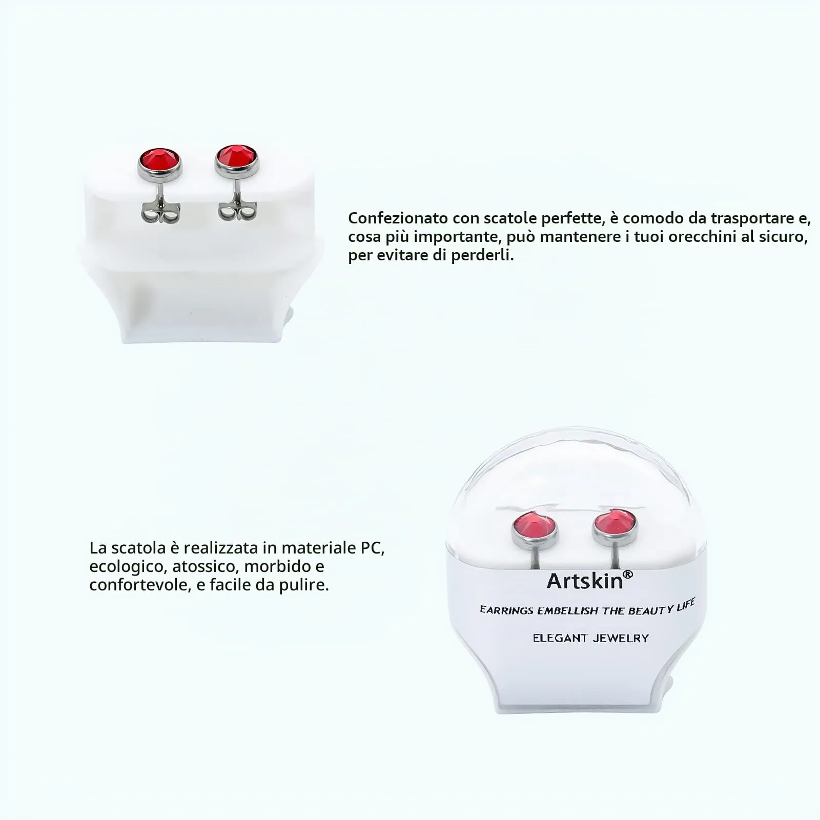 Artskin Orecchini a bottone in titanio G23 ipoallergenici senza nichel, 7 mm - immagine 4