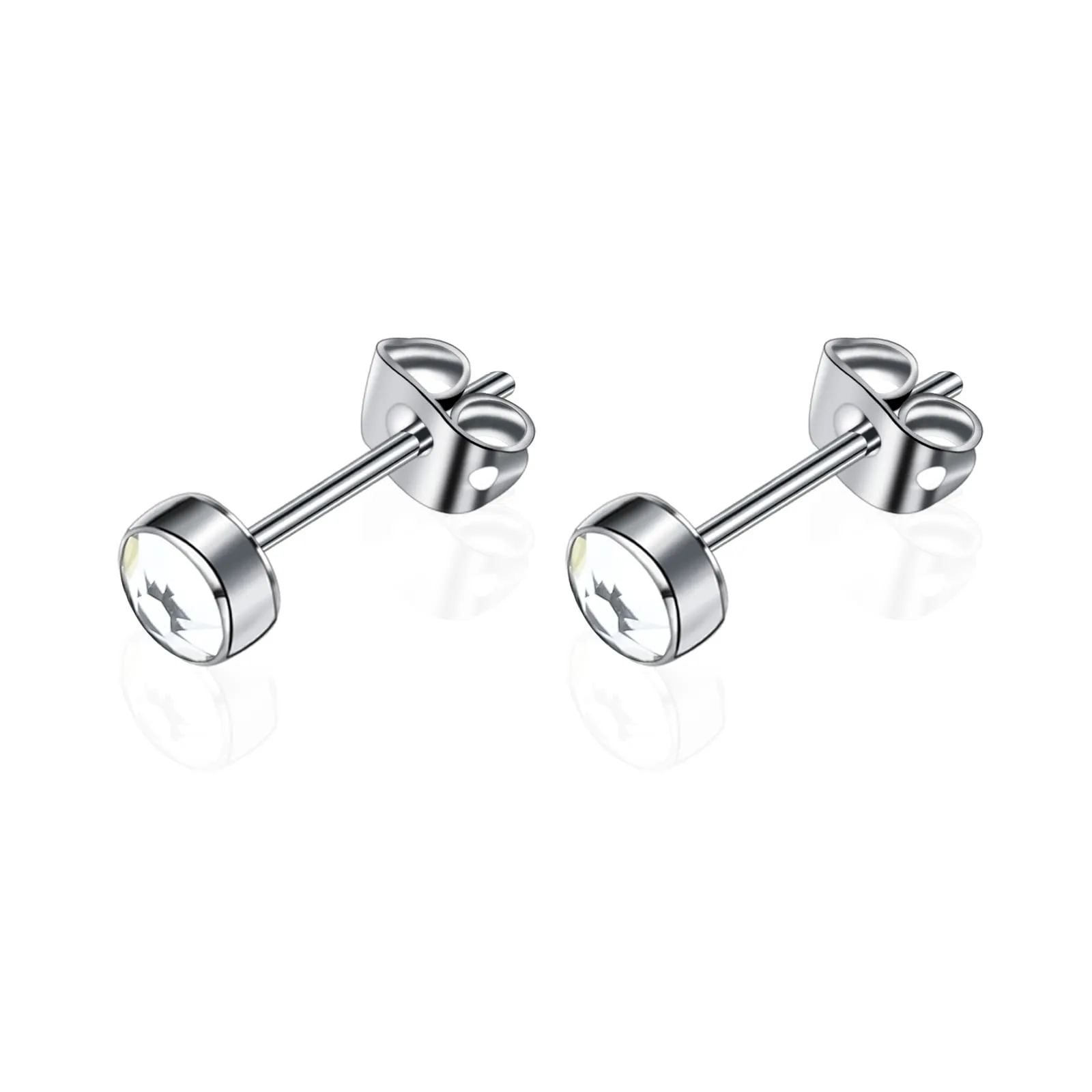 Artskin Orecchini a bottone in Titanio G23 con Zirconi Ipoallergenici, 5 mm - immagine 1