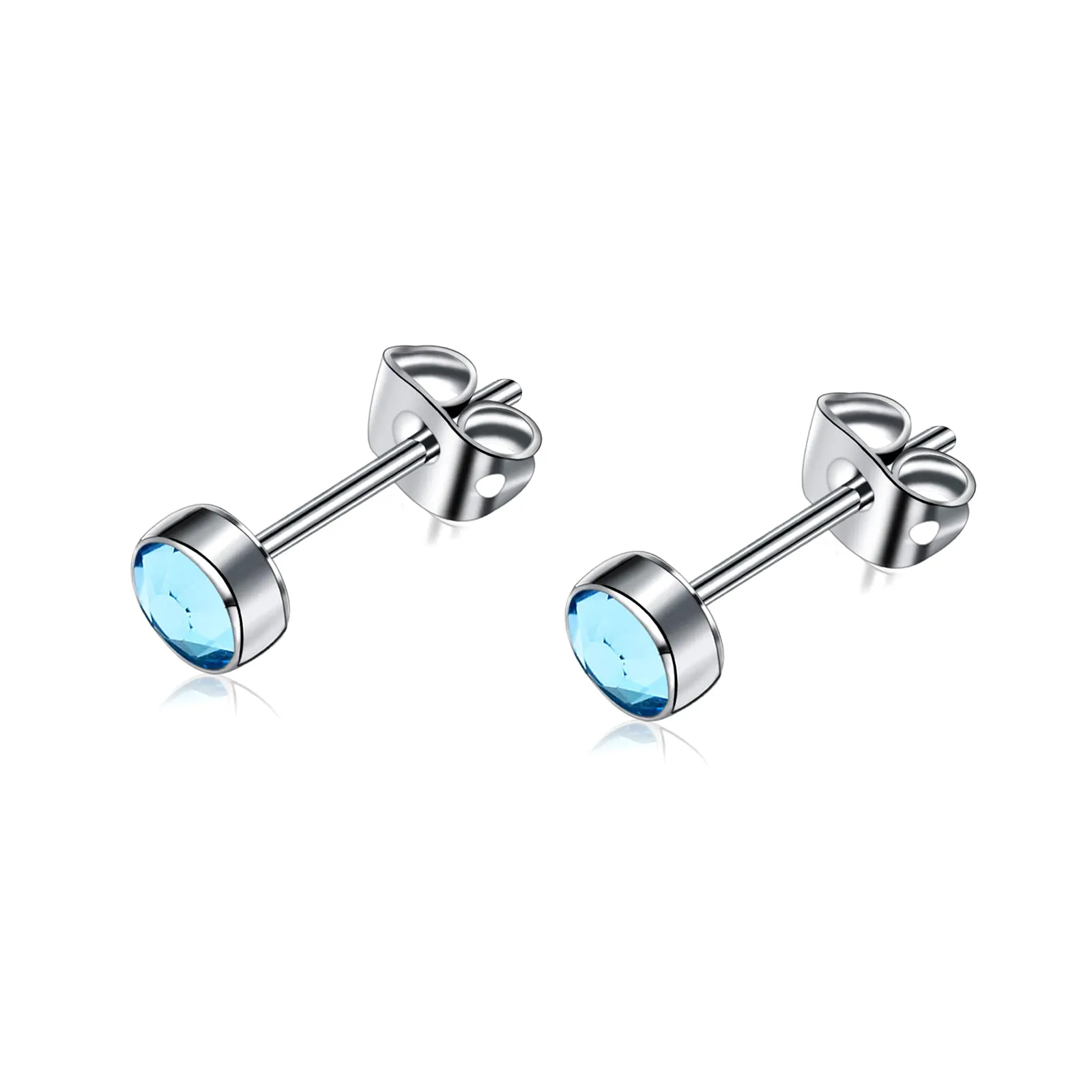 Artskin Orecchini a bottone in titanio con cristallo ipoallergenici, 4mm - immagine 1