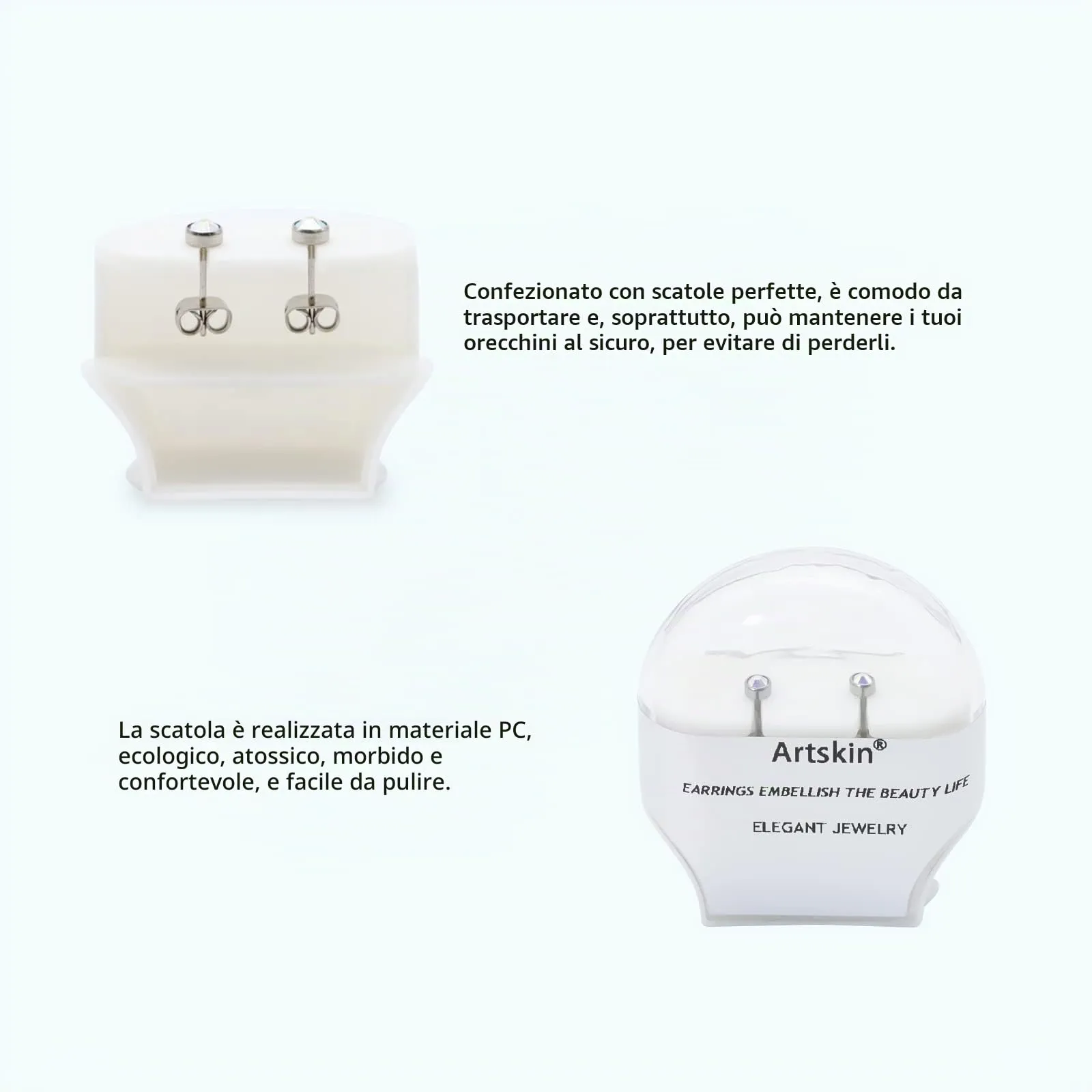 Artskin Orecchini in titanio ipoallergenici per donna e ragazza, 3 mm - immagine 4
