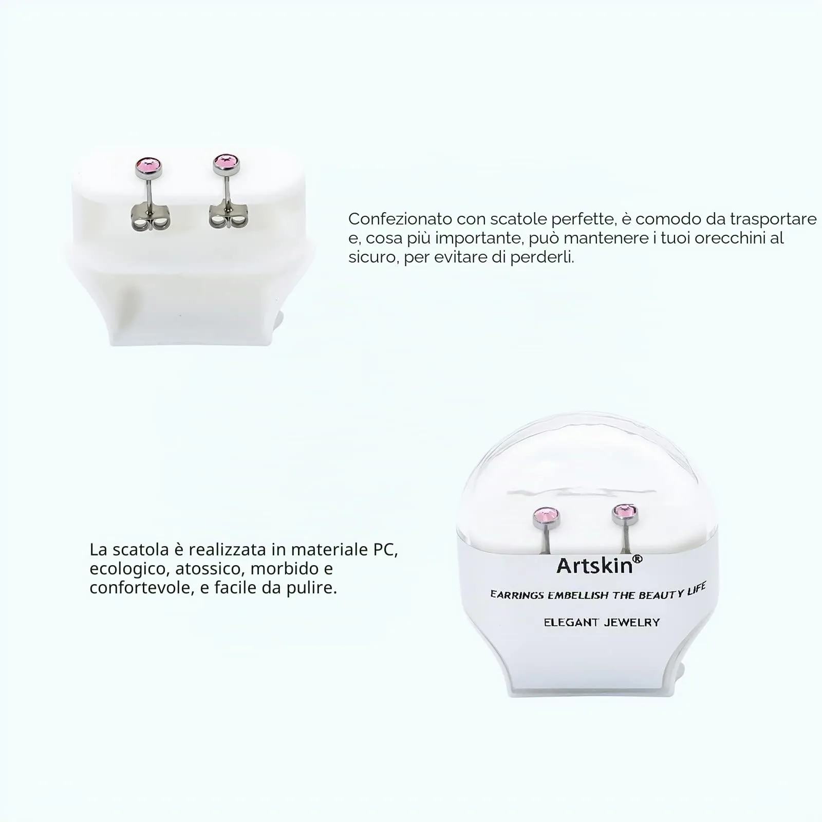 Artskin Orecchini a bottone in titanio ipoallergenici 4 mm, Oro Rosa - immagine 4