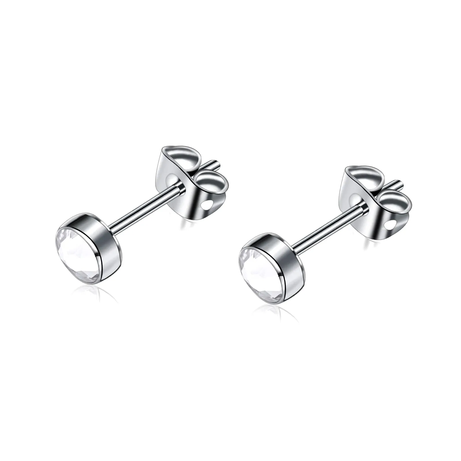 Artskin Orecchini a bottone in titanio G23 con zirconi ipoallergenici, 7 mm - immagine 1