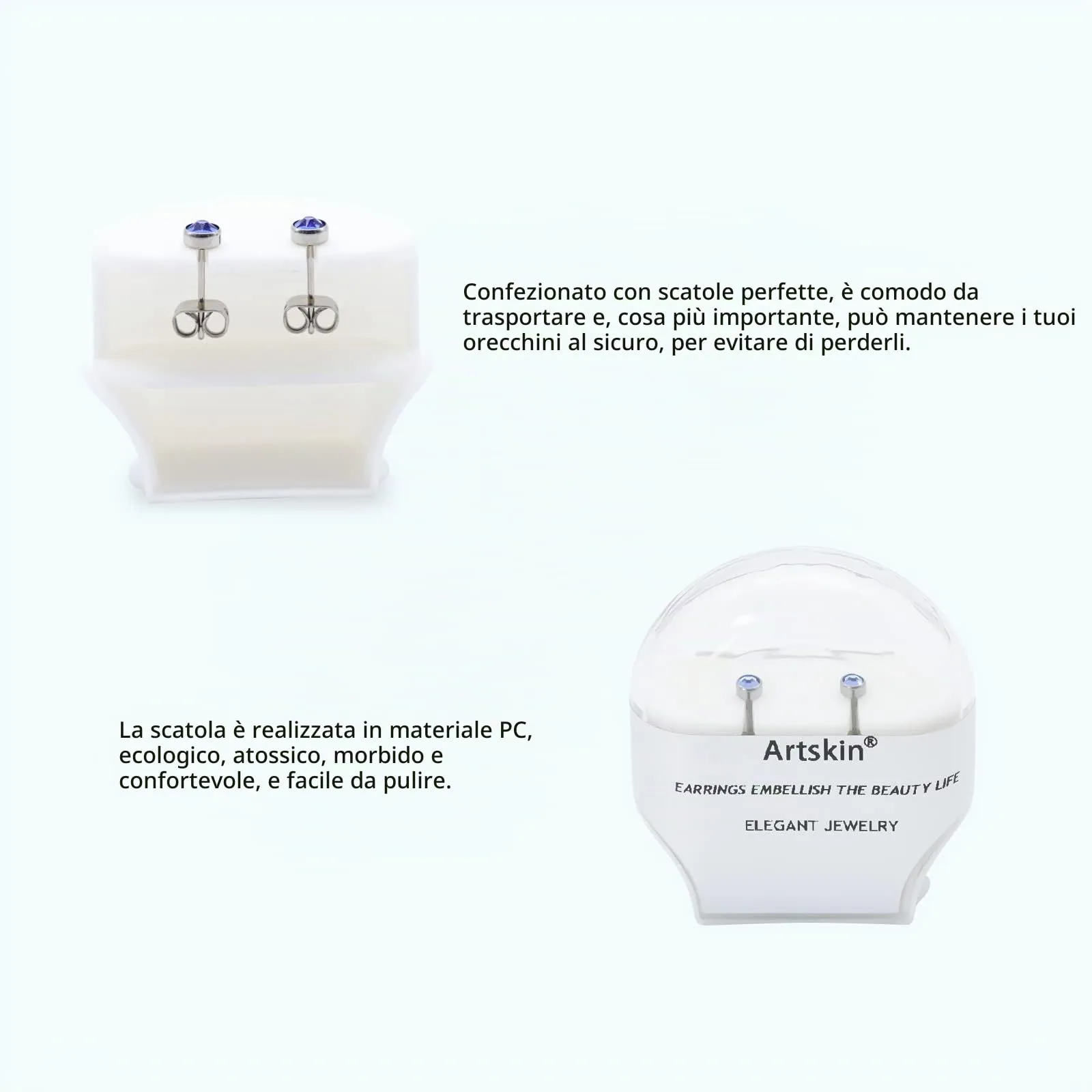 Artskin Orecchini in titanio ipoallergenici 3 mm per donna e ragazza - immagine 4