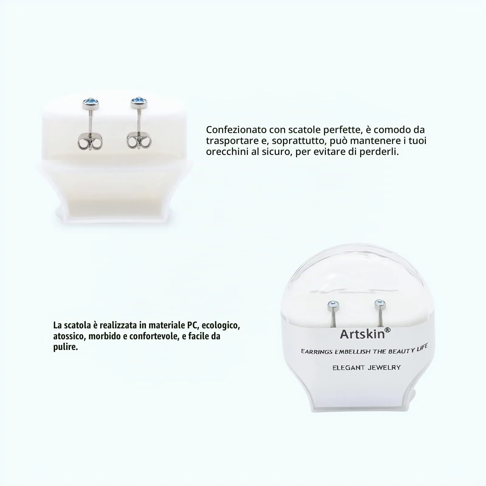 Artskin Orecchini in titanio ipoallergenici 3mm per donna e ragazza - immagine 3