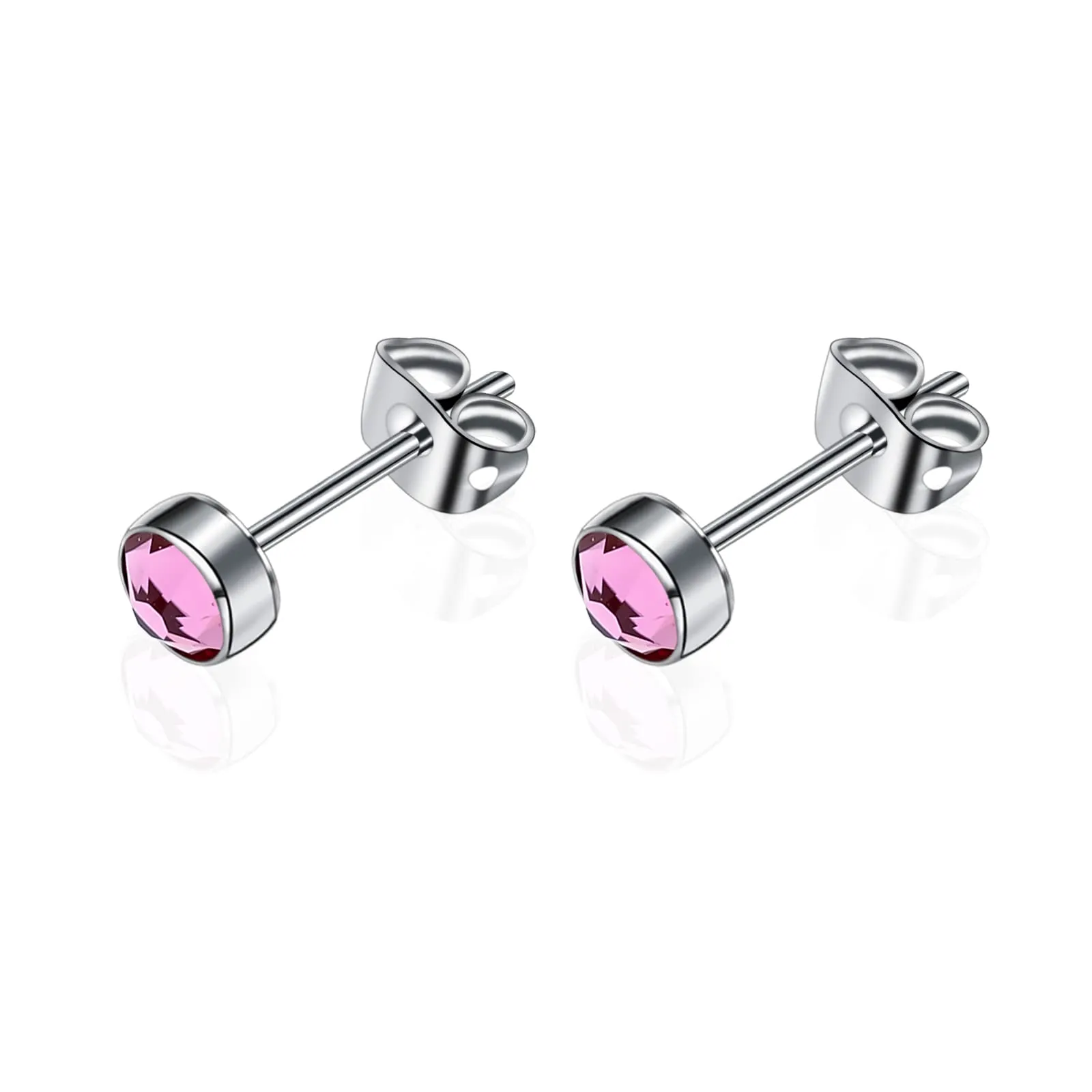 Artskin Orecchini a bottone in titanio ipoallergenici, 5 mm, Rosa - immagine 1