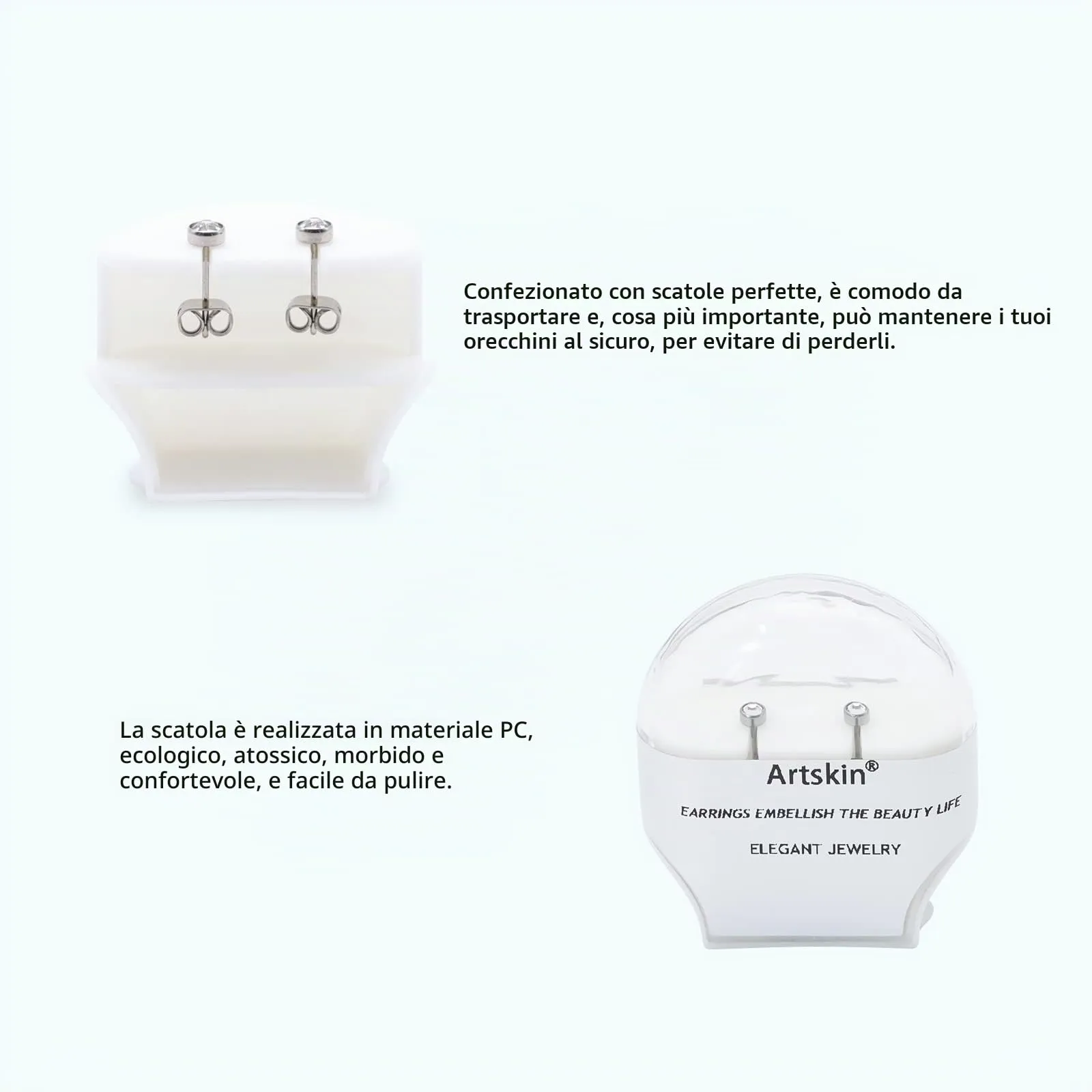 Artskin Orecchini da donna in titanio ipoallergenici 3 mm - immagine 4