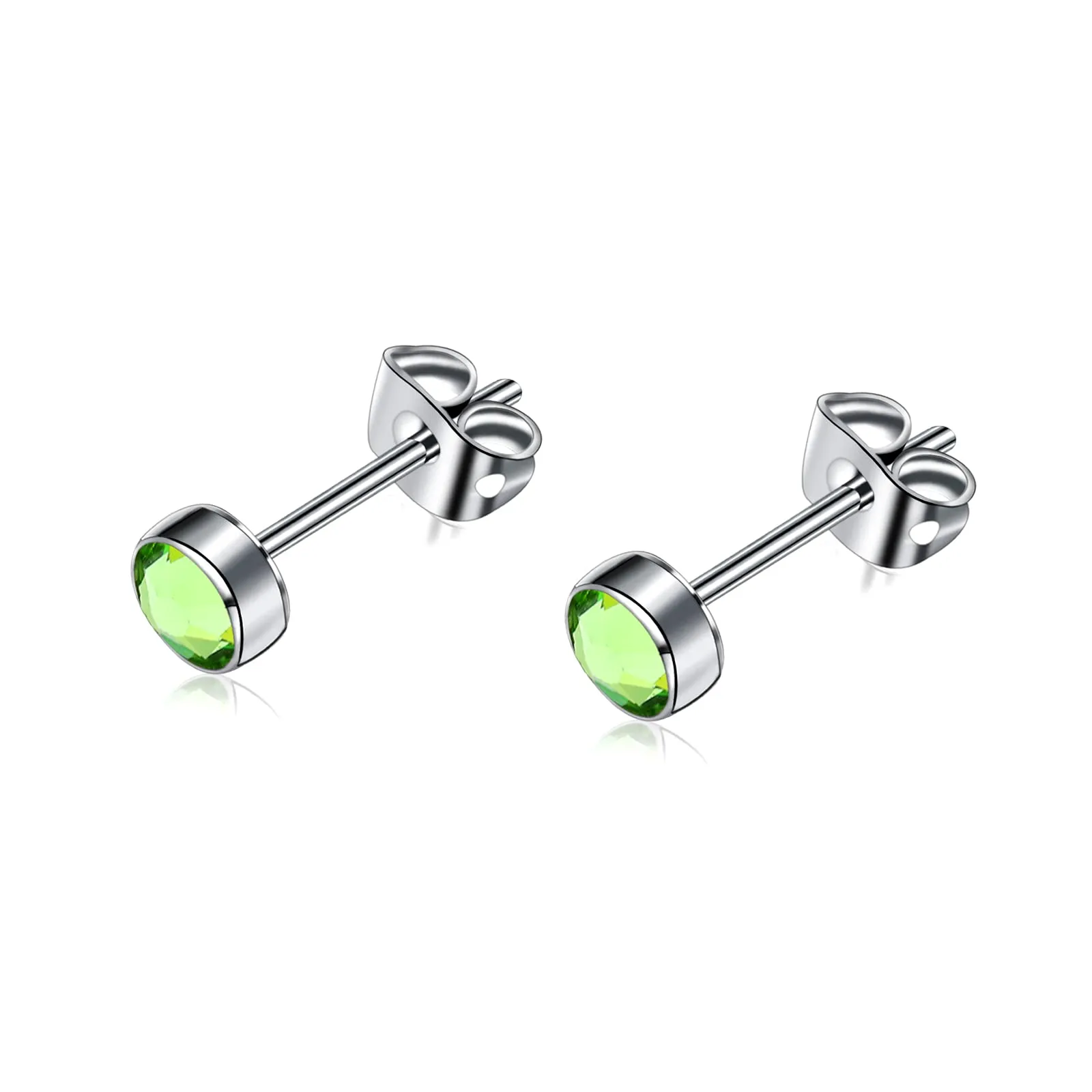 Artskin Orecchini a bottone in titanio con peridoto, ipoallergenici, 5 mm - immagine 1