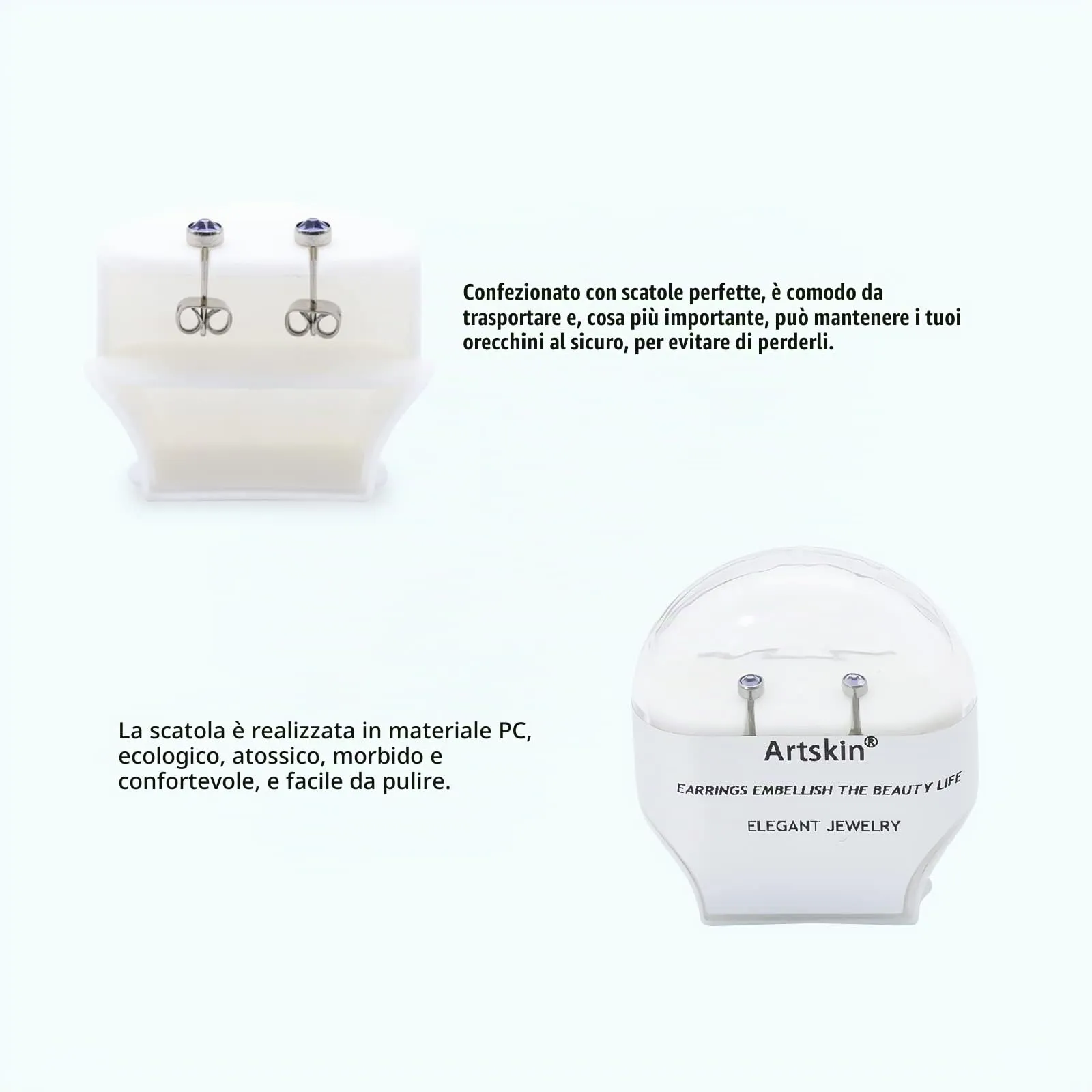 Artskin Orecchini in Titanio Ipoallergenici per Donna, 3 mm - immagine 4