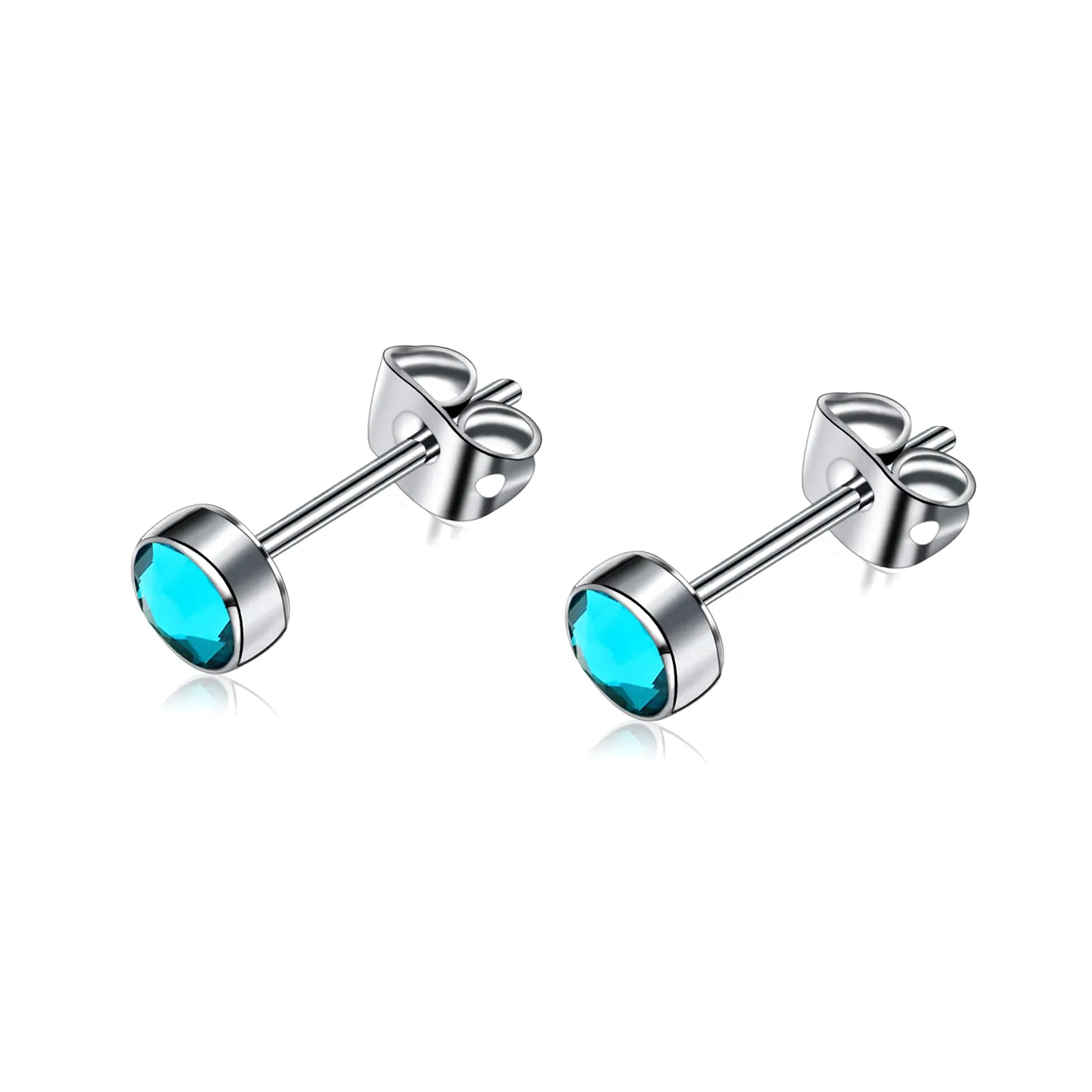 Artskin Orecchini a bottone in titanio blu ipoallergenici, 7 mm - immagine 1