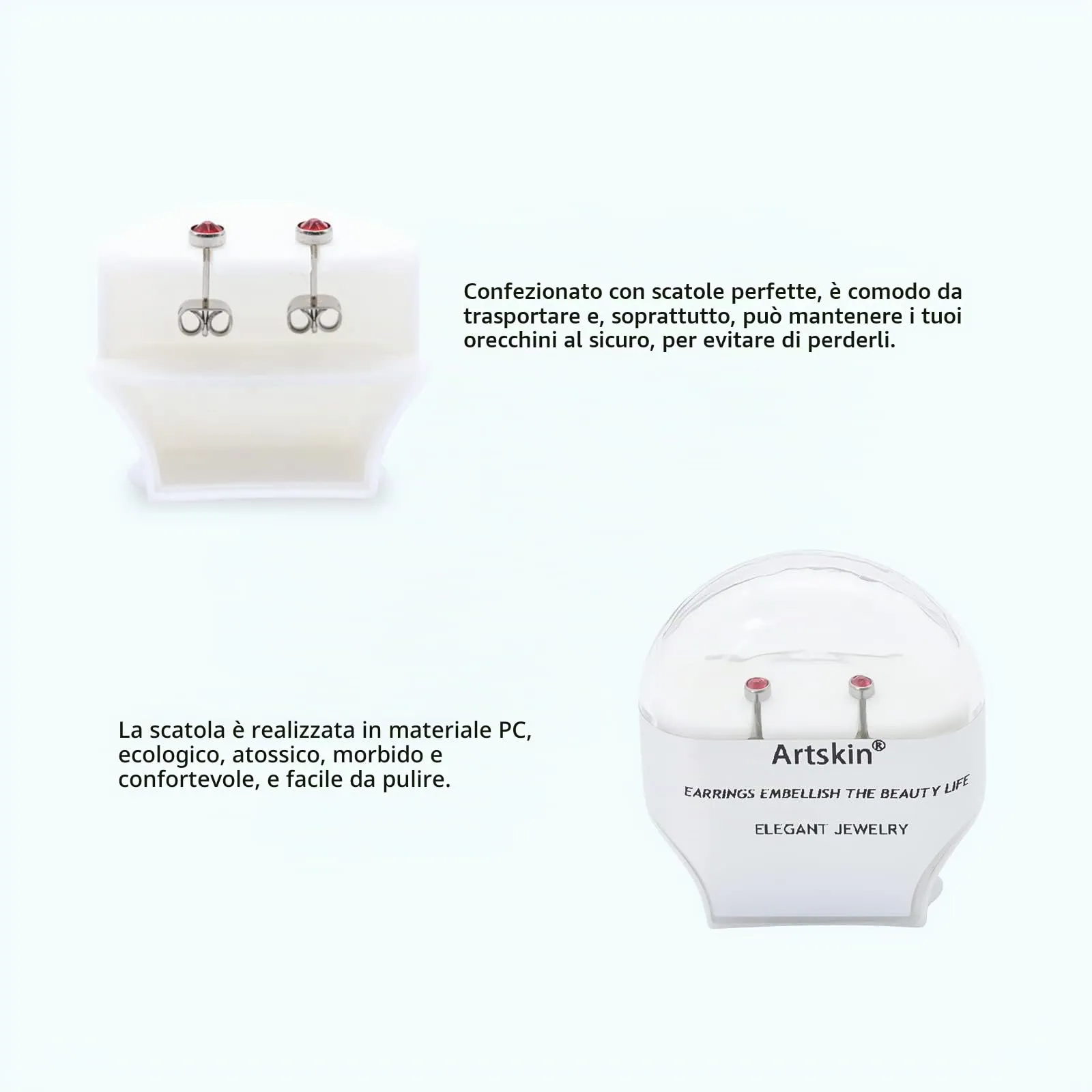 Artskin Orecchini in titanio ipoallergenici senza nichel, 3 mm - immagine 3