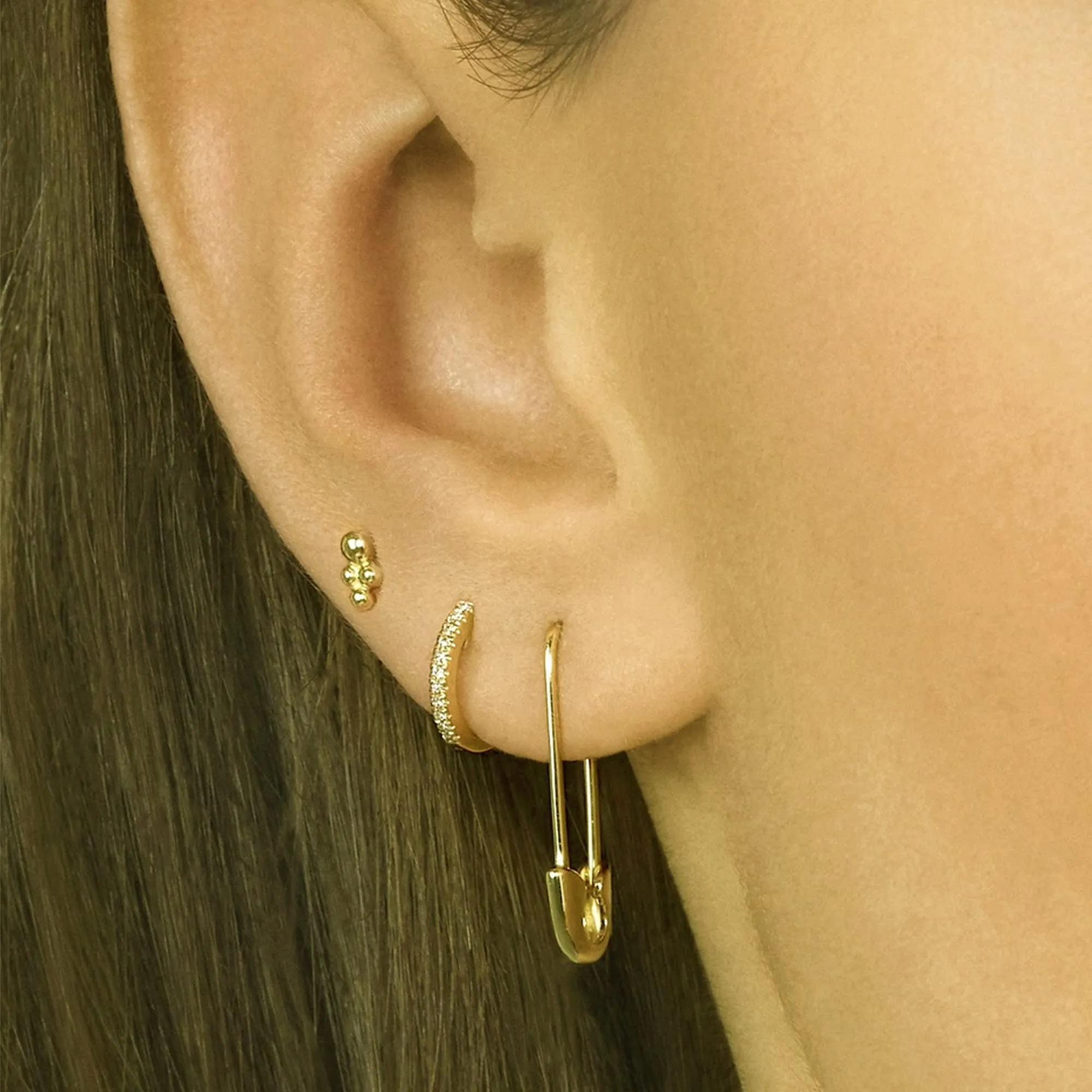 ALEXCRAFT Orecchini a Cerchio in Oro 14K e Zirconi, Set da 3 Paia - immagine 5