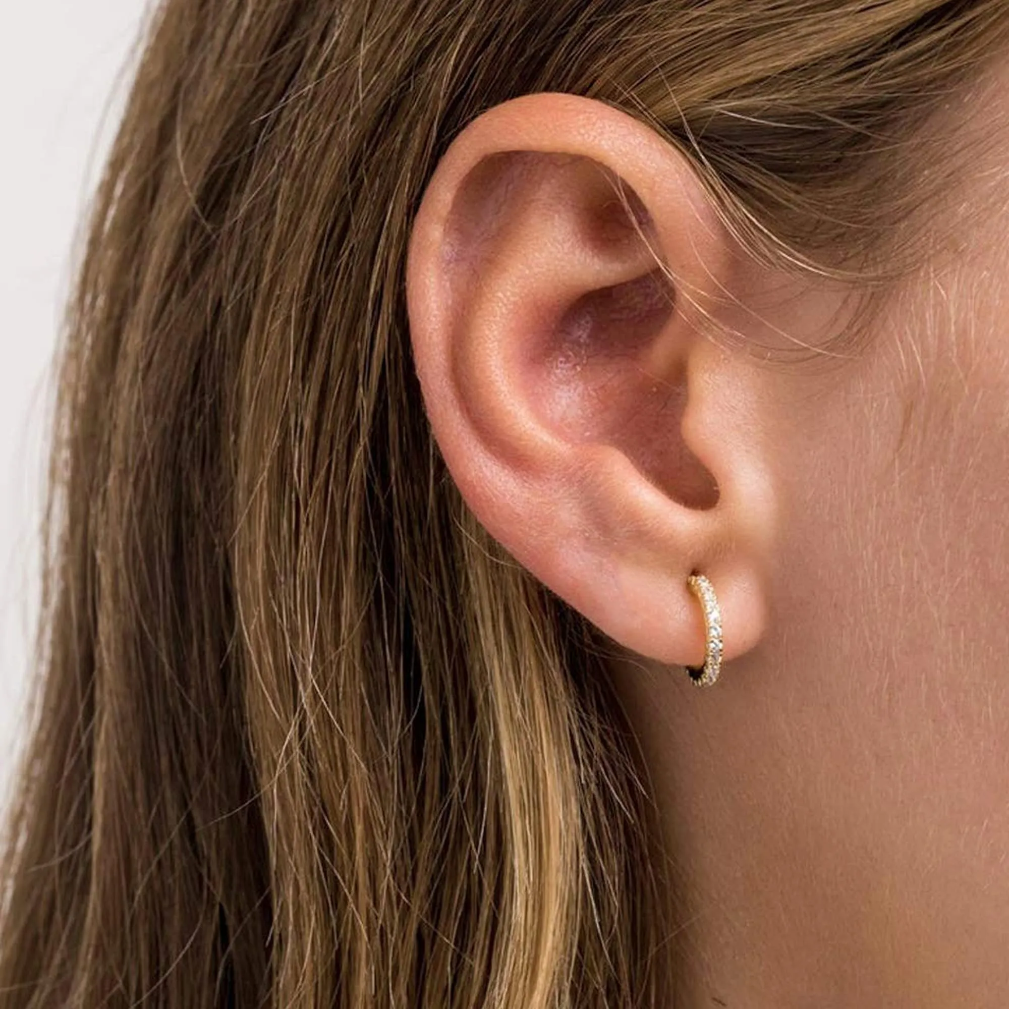 ALEXCRAFT Orecchini a Cerchio in Oro 14K e Zirconi, Set da 3 Paia - immagine 6