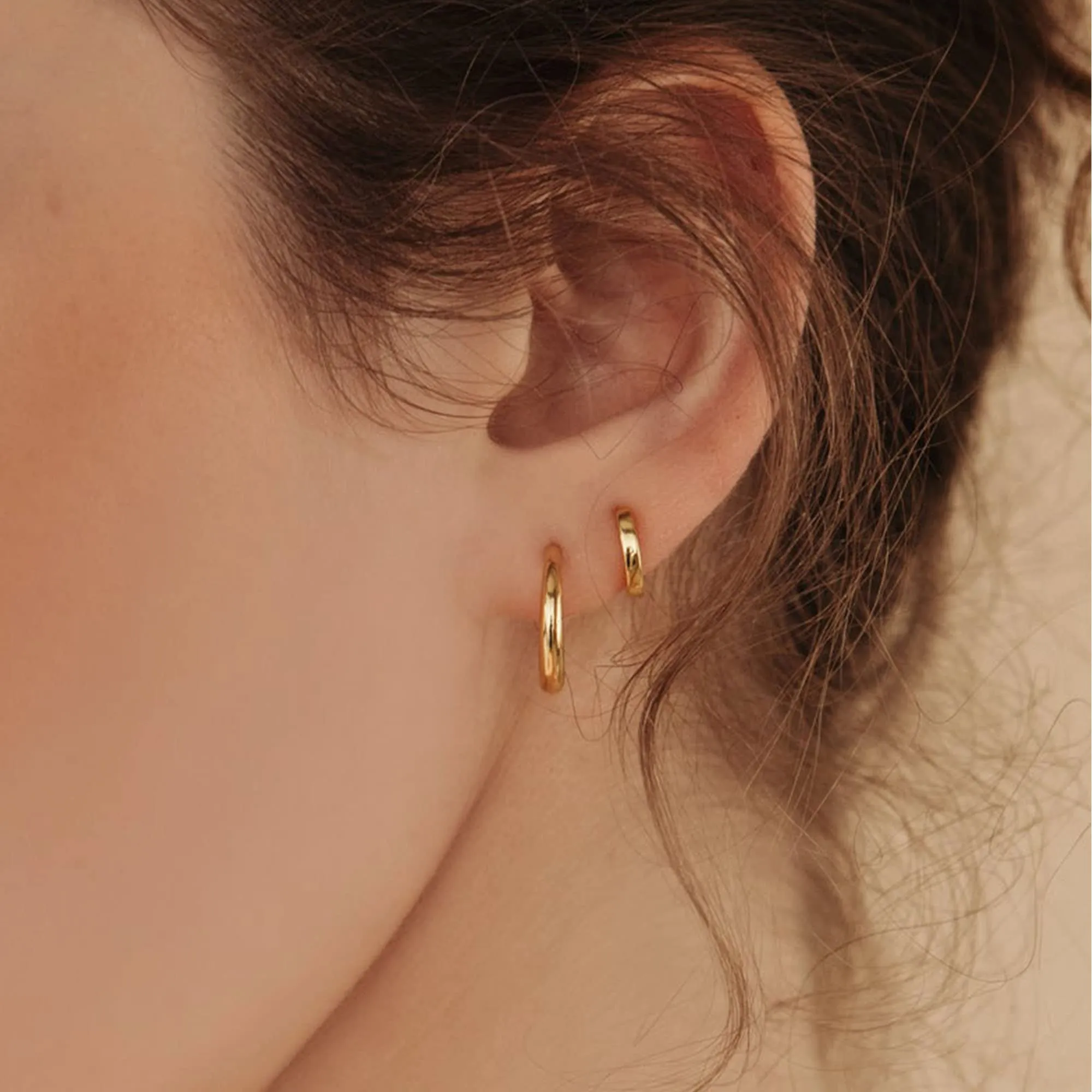 ALEXCRAFT 3 Paia Orecchini a Cerchio Huggie Oro 14K e Zirconi Misti - immagine 6