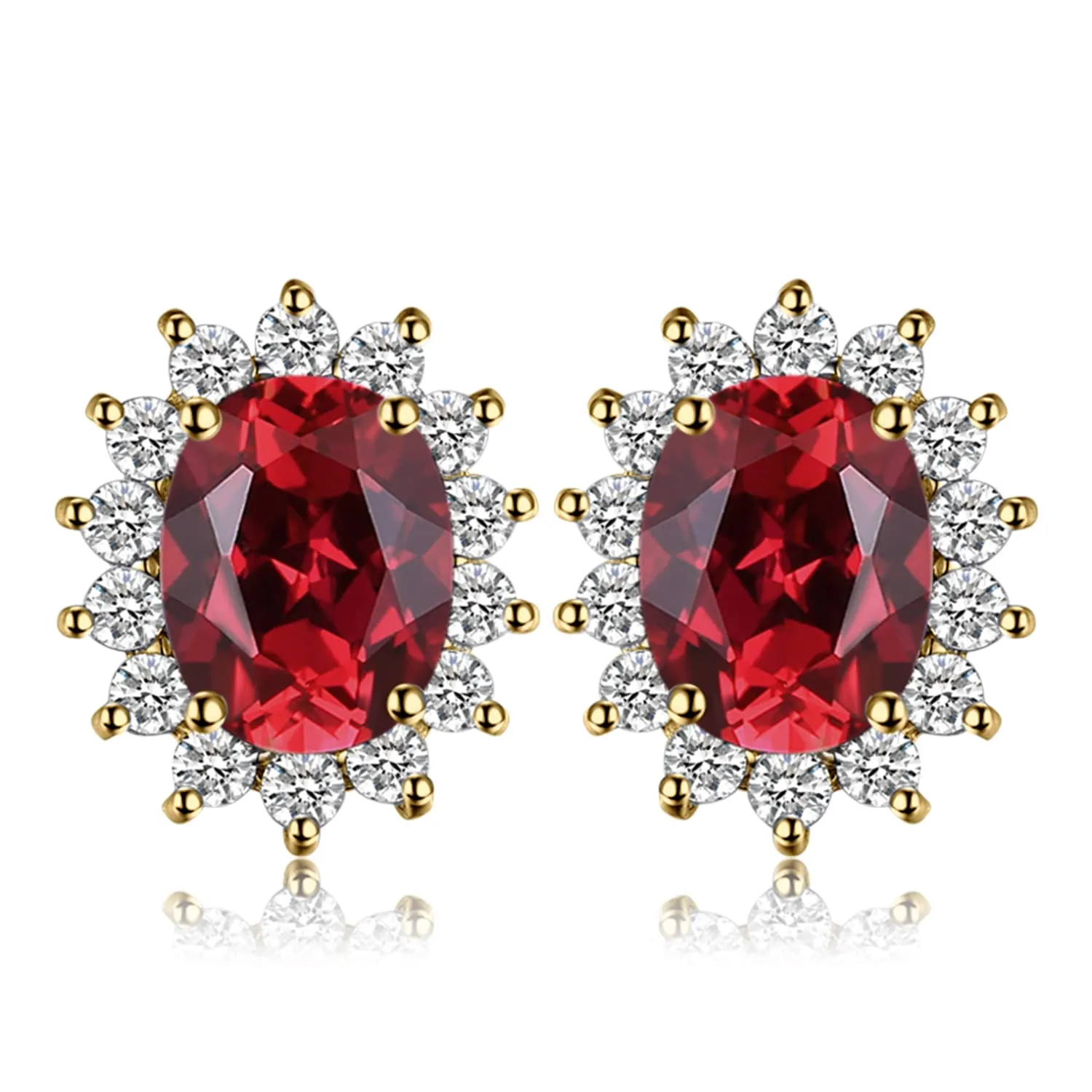 JewelryPalace Orecchini a Bottone Donna in Argento 925 con Granato Rosso Naturale, Pietra Ovale - immagine 1