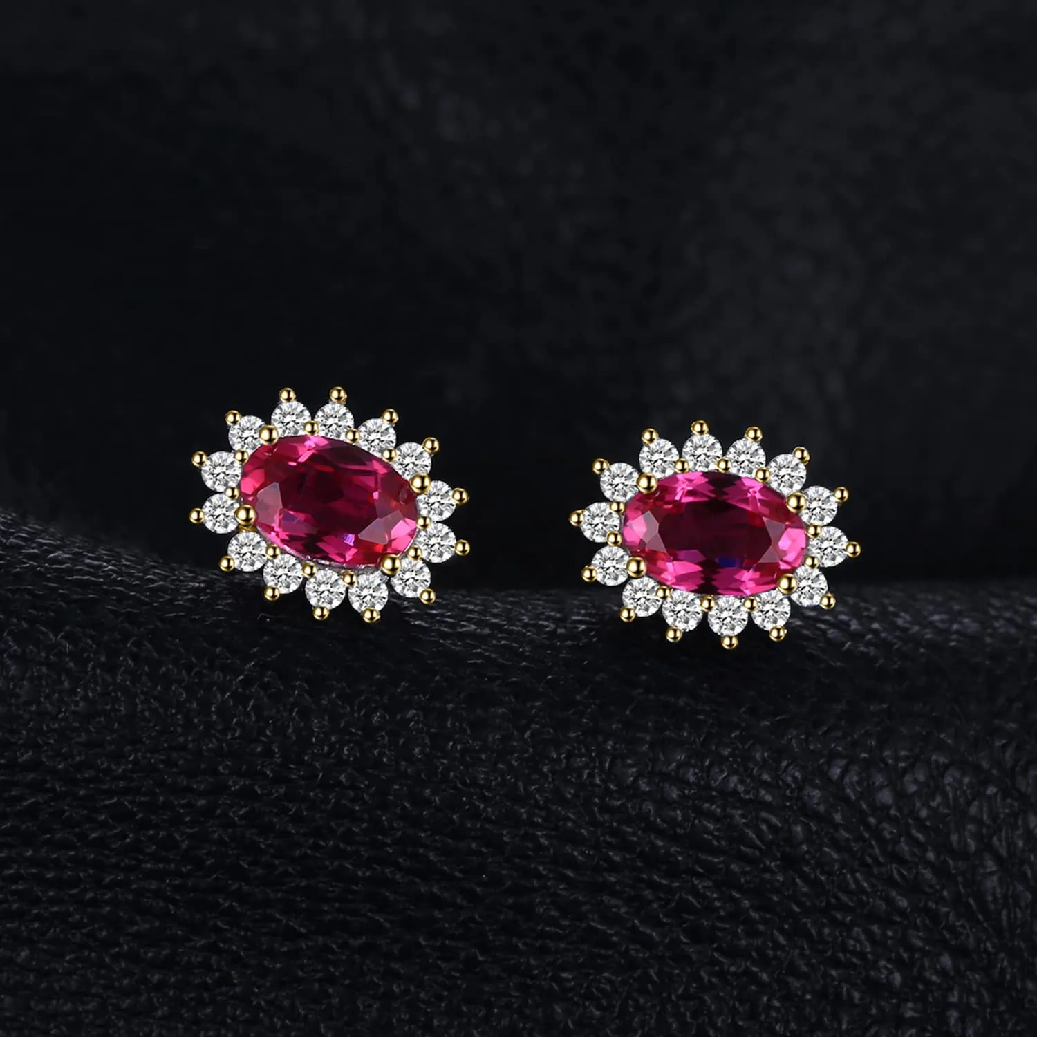 JewelryPalace Orecchini a Bottone in Argento 925 con Rubino Rosso Creato, Pietra Ovale - immagine 3