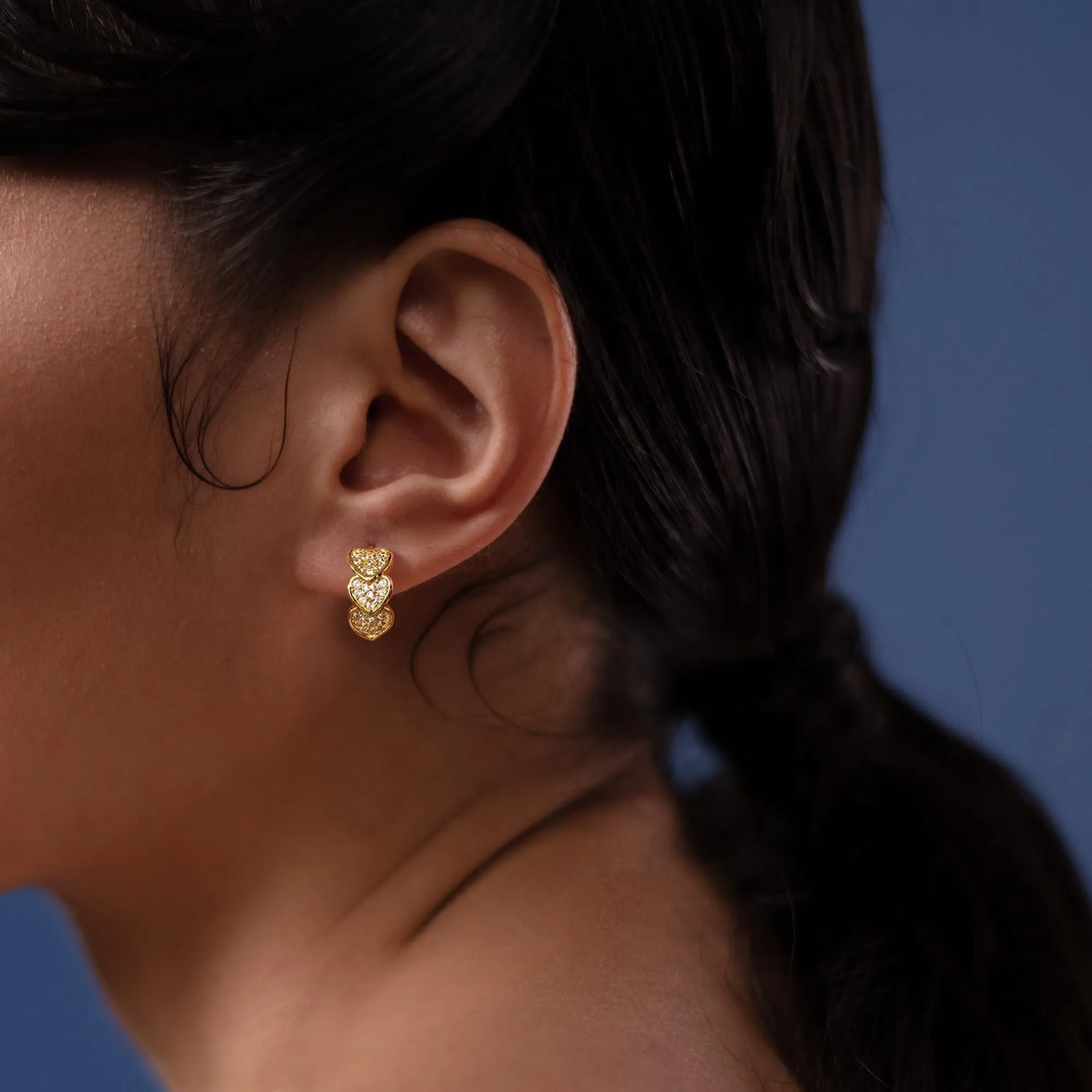ALEXCRAFT Orecchini a Cerchio Donna Oro 14K Cuore Misti Set 3 Paia - immagine 5