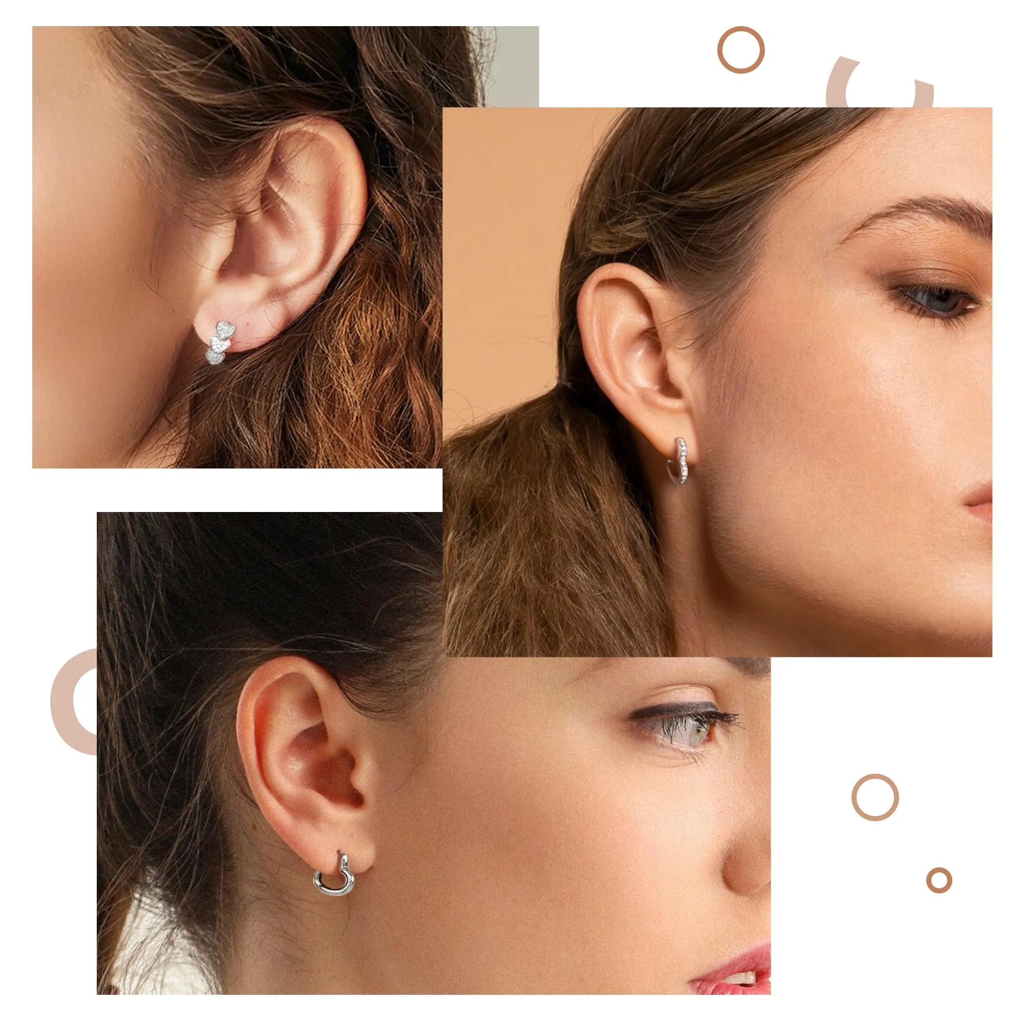 ALEXCRAFT Orecchini a Cerchio Argento Cuore con Zirconi, 3 Paia - immagine 6