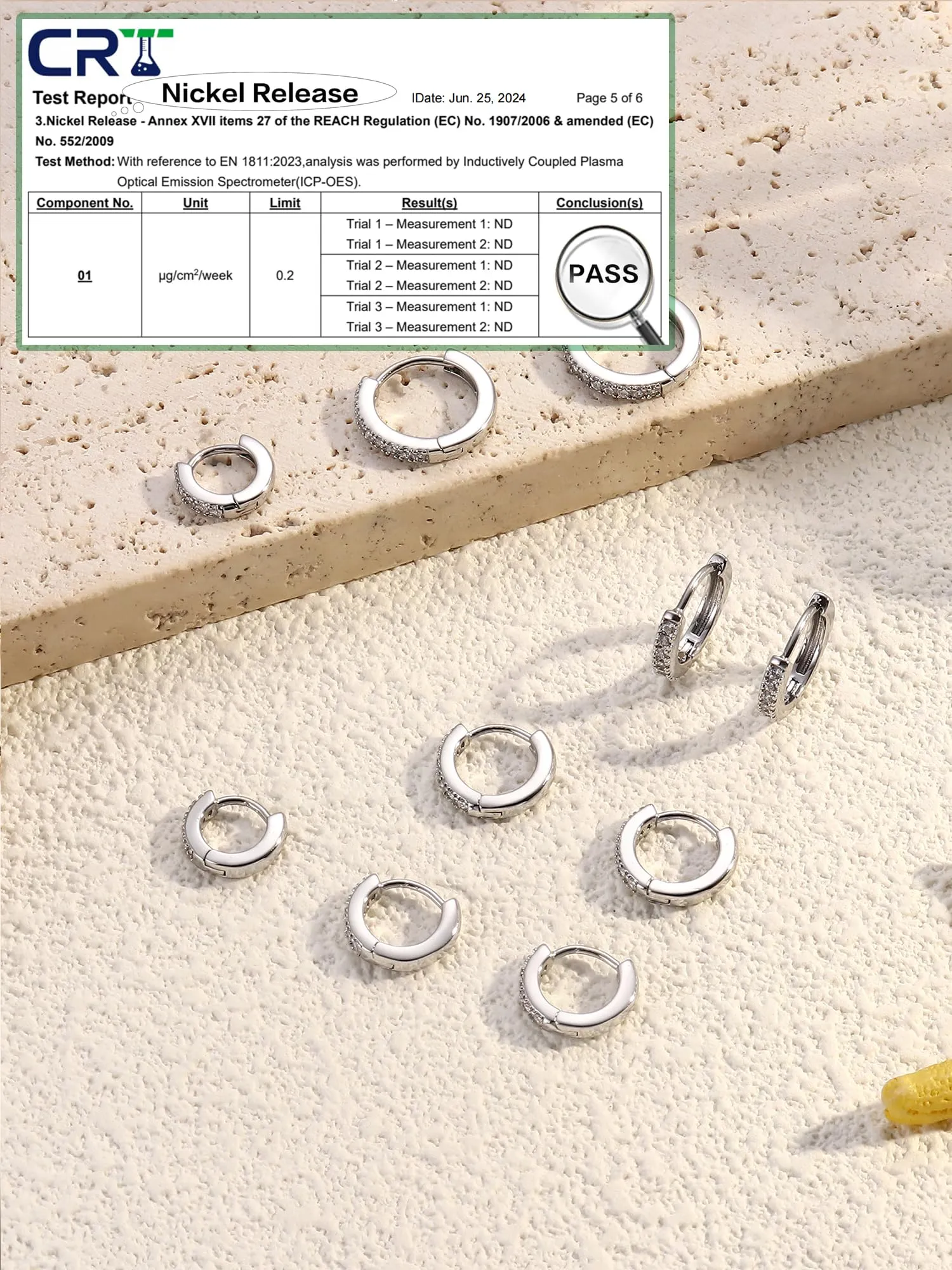 FIOROYAL Set 5 Paia Orecchini a Cerchio Placcati Oro 14K con Zirconi Cubici, 6/7/8/9/10mm - immagine 6