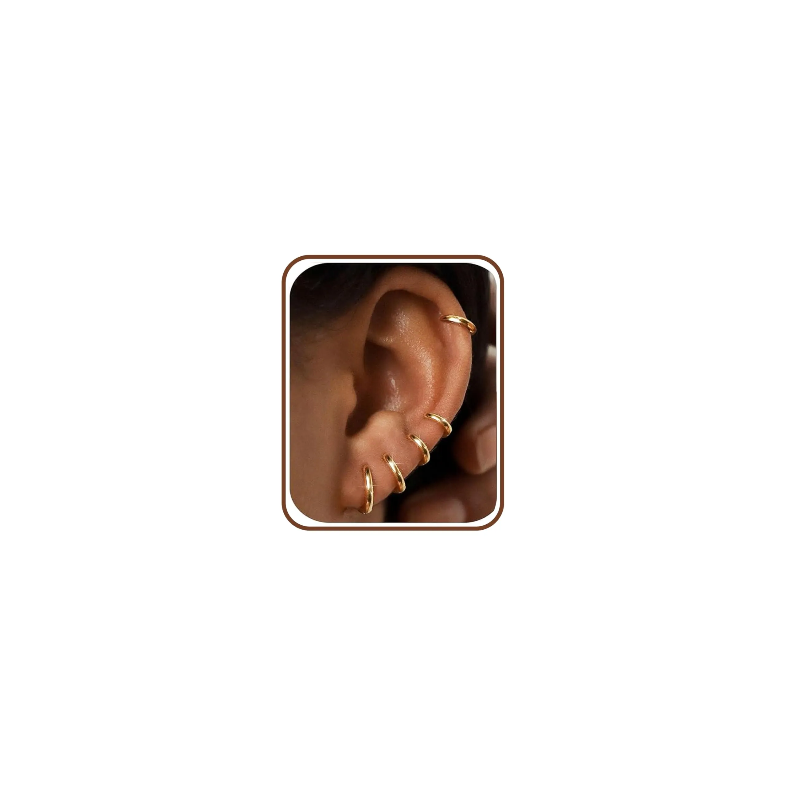 FIOROYAL 5 Paia Orecchini a Cerchio Piccoli Placcati Oro 14K con Zirconi Cubici, 6/7/8/9/10mm - immagine 1
