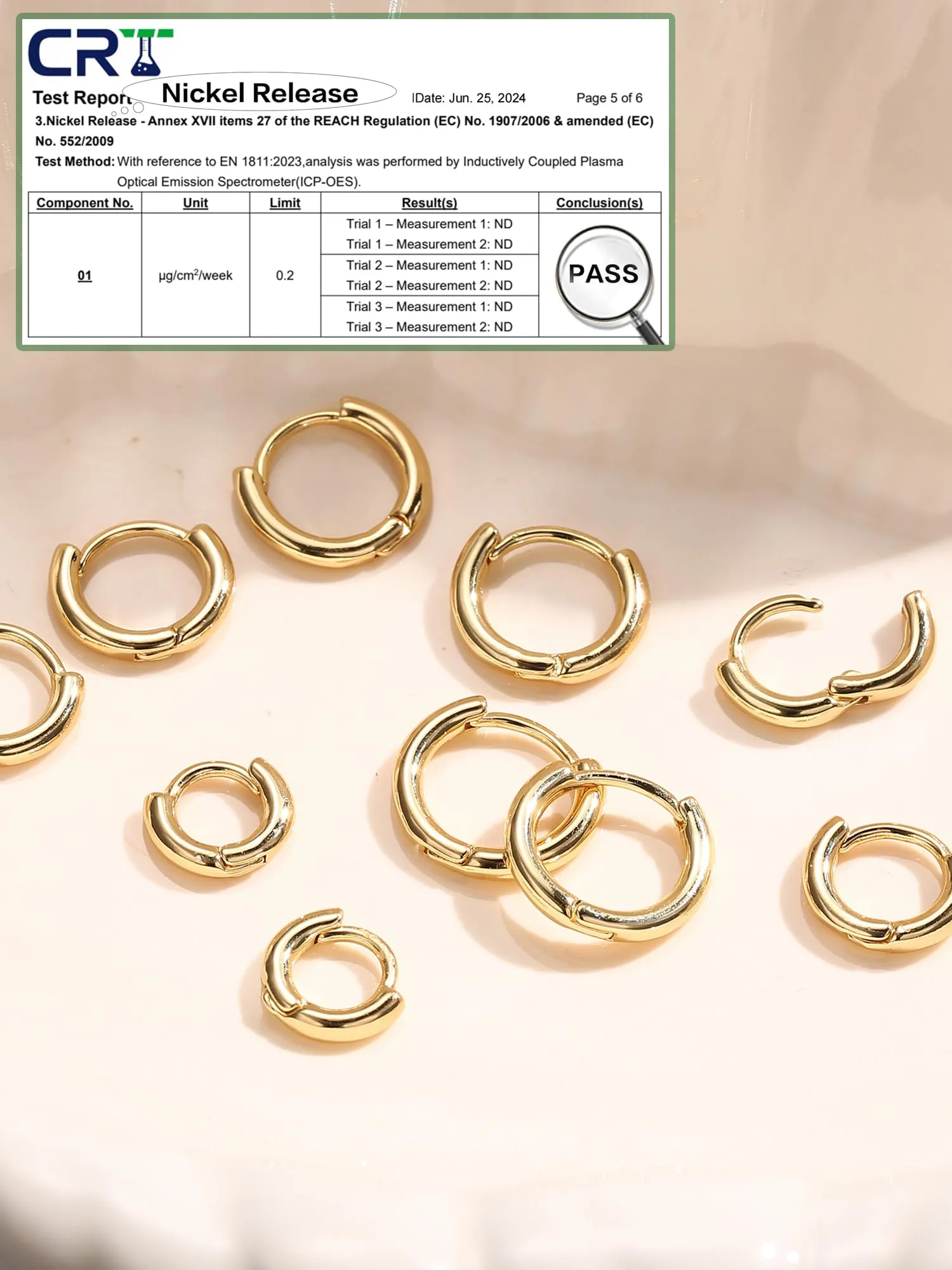FIOROYAL 5 Paia Orecchini a Cerchio Piccoli Placcati Oro 14K con Zirconi Cubici, 6/7/8/9/10mm - immagine 6