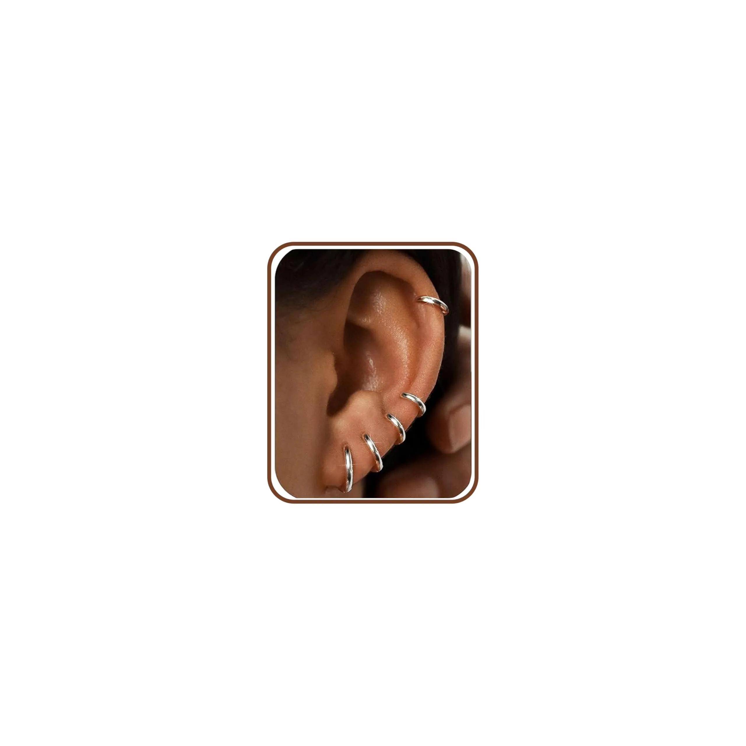 FIOROYAL Set di 5 Paia di Orecchini a Cerchio Piccoli in Oro 14K e Zirconi Cubici, 6/7/8/9/10mm - immagine 1