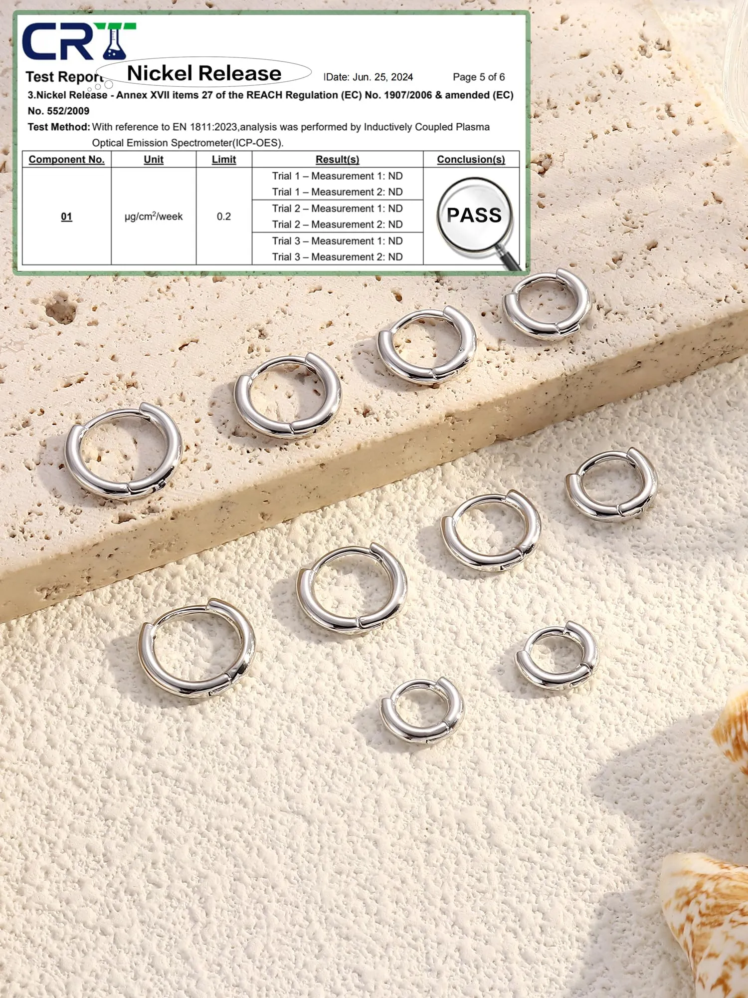 FIOROYAL Set di 5 Paia di Orecchini a Cerchio Piccoli in Oro 14K e Zirconi Cubici, 6/7/8/9/10mm - immagine 6