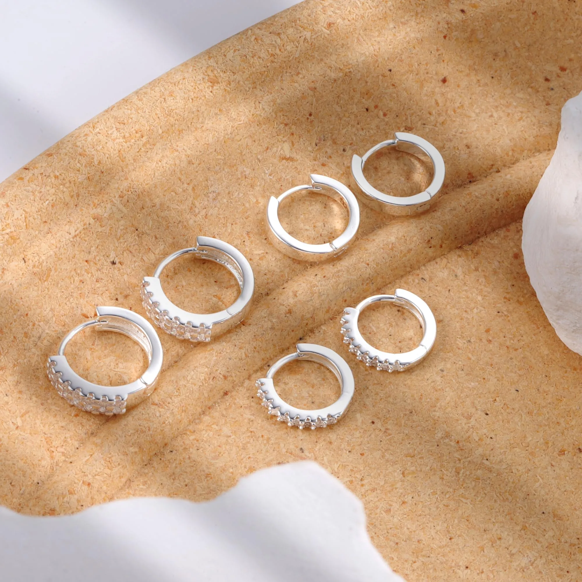 ALEXCRAFT Set Orecchini Donna Cerchio Argento Zirconi Misti, 3 Paia - immagine 2