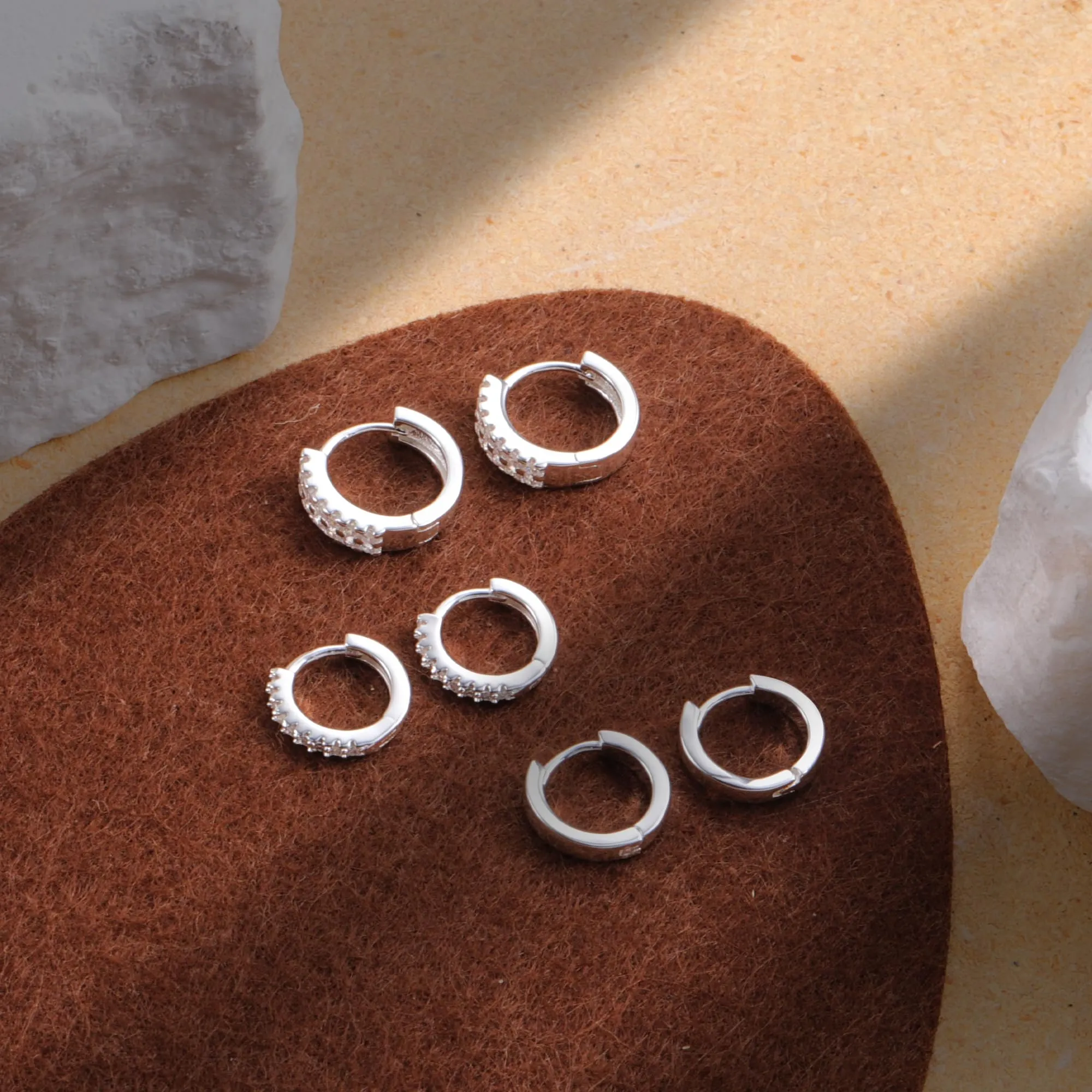 ALEXCRAFT Set Orecchini Donna Cerchio Argento Zirconi Misti, 3 Paia - immagine 3