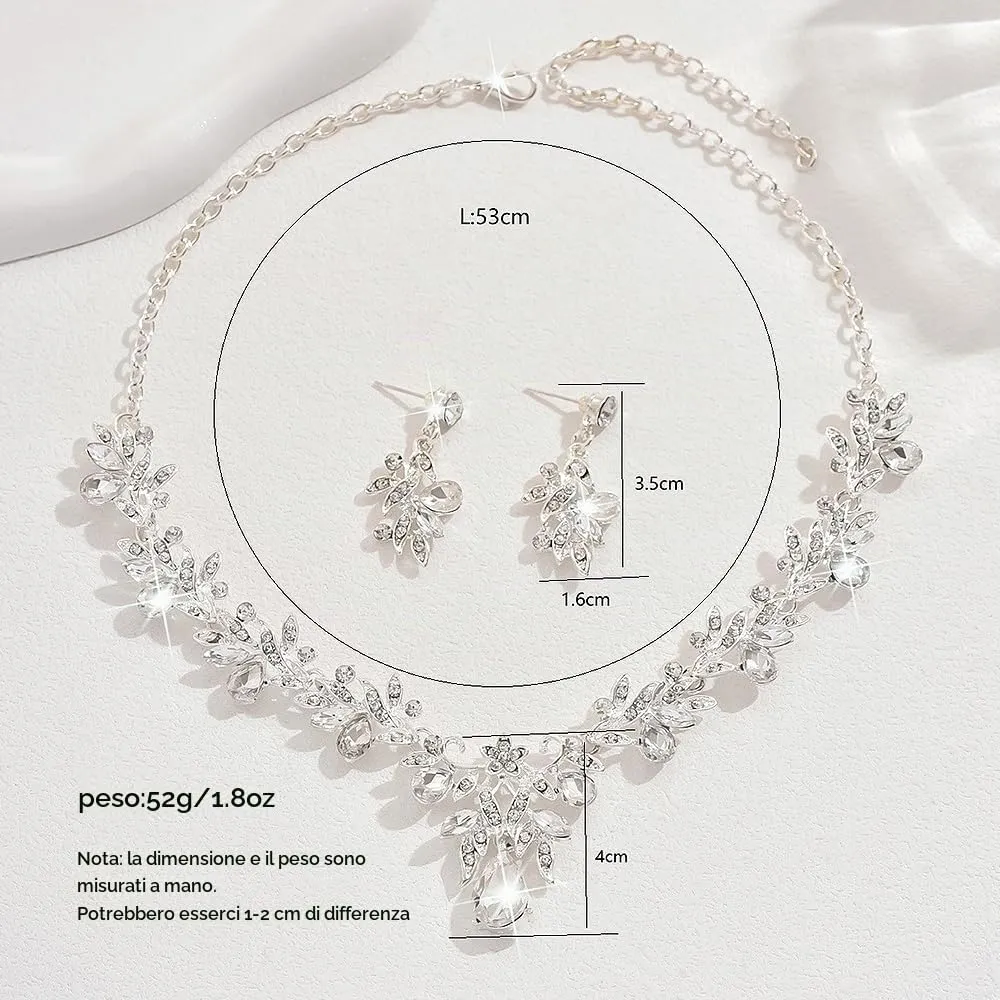 XFSRG Parure Gioielli Donna con Collana e Orecchini in Zircone, Argento - immagine 2
