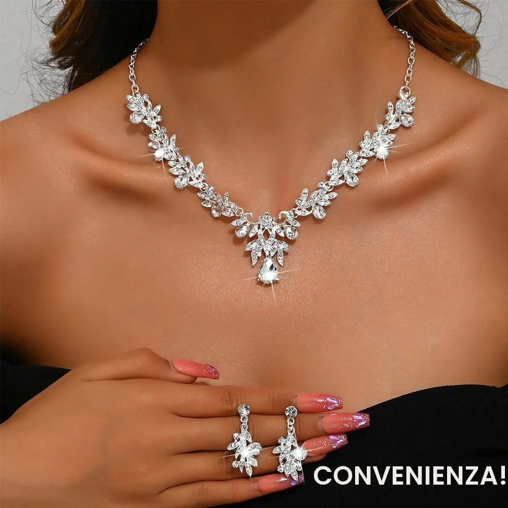 XFSRG Parure Gioielli Donna con Collana e Orecchini in Zircone, Argento - immagine 5